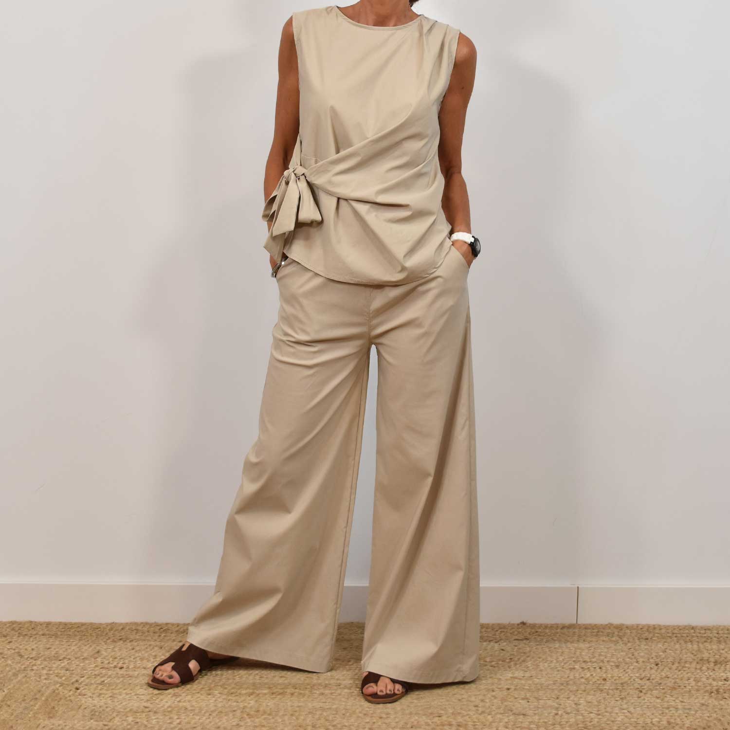 Beige wide pants