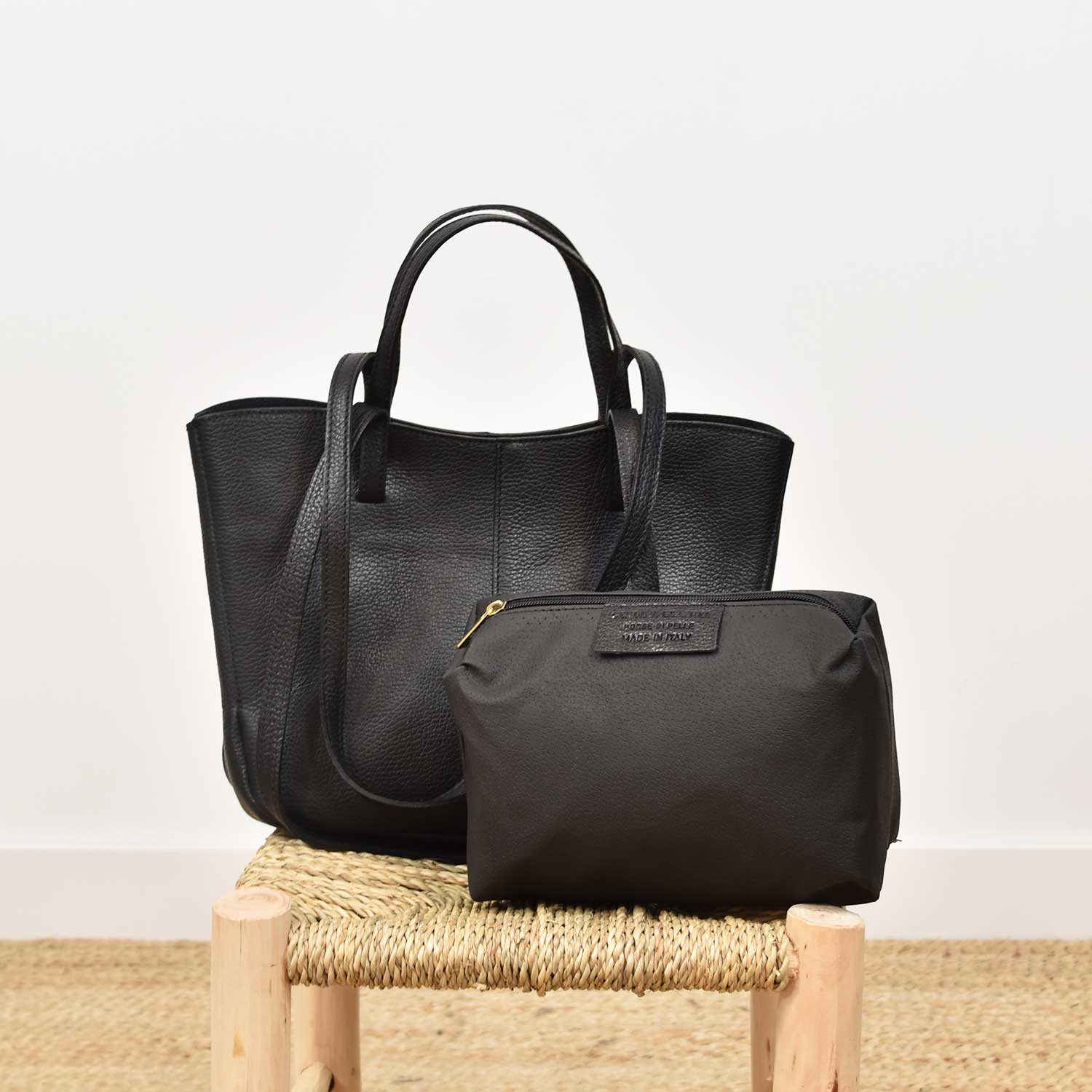 Bolso tote piel negro