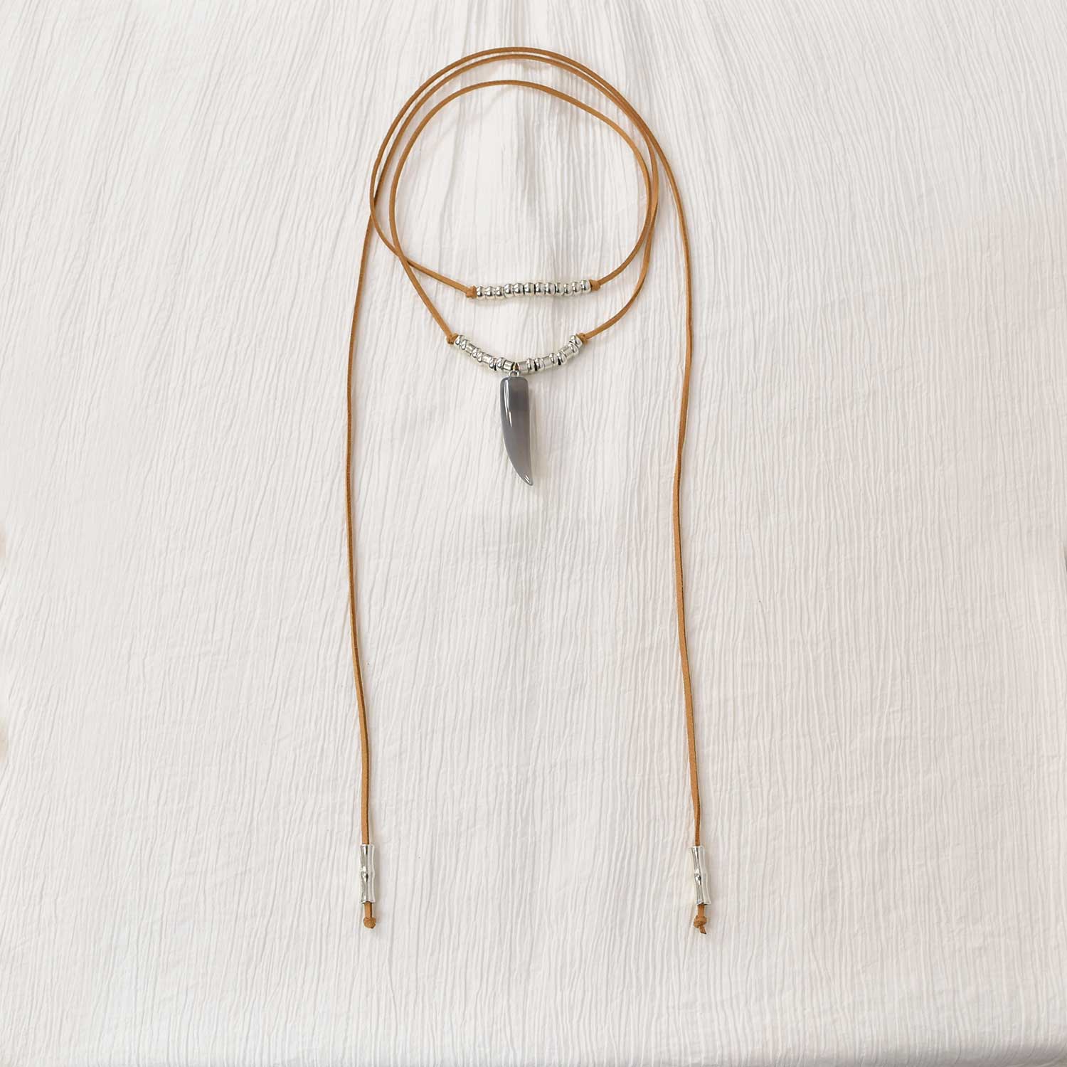 Grey horn Double necklace
