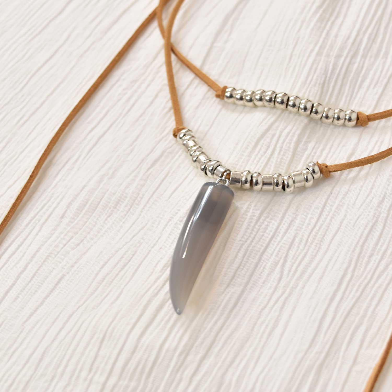 Grey horn Double necklace
