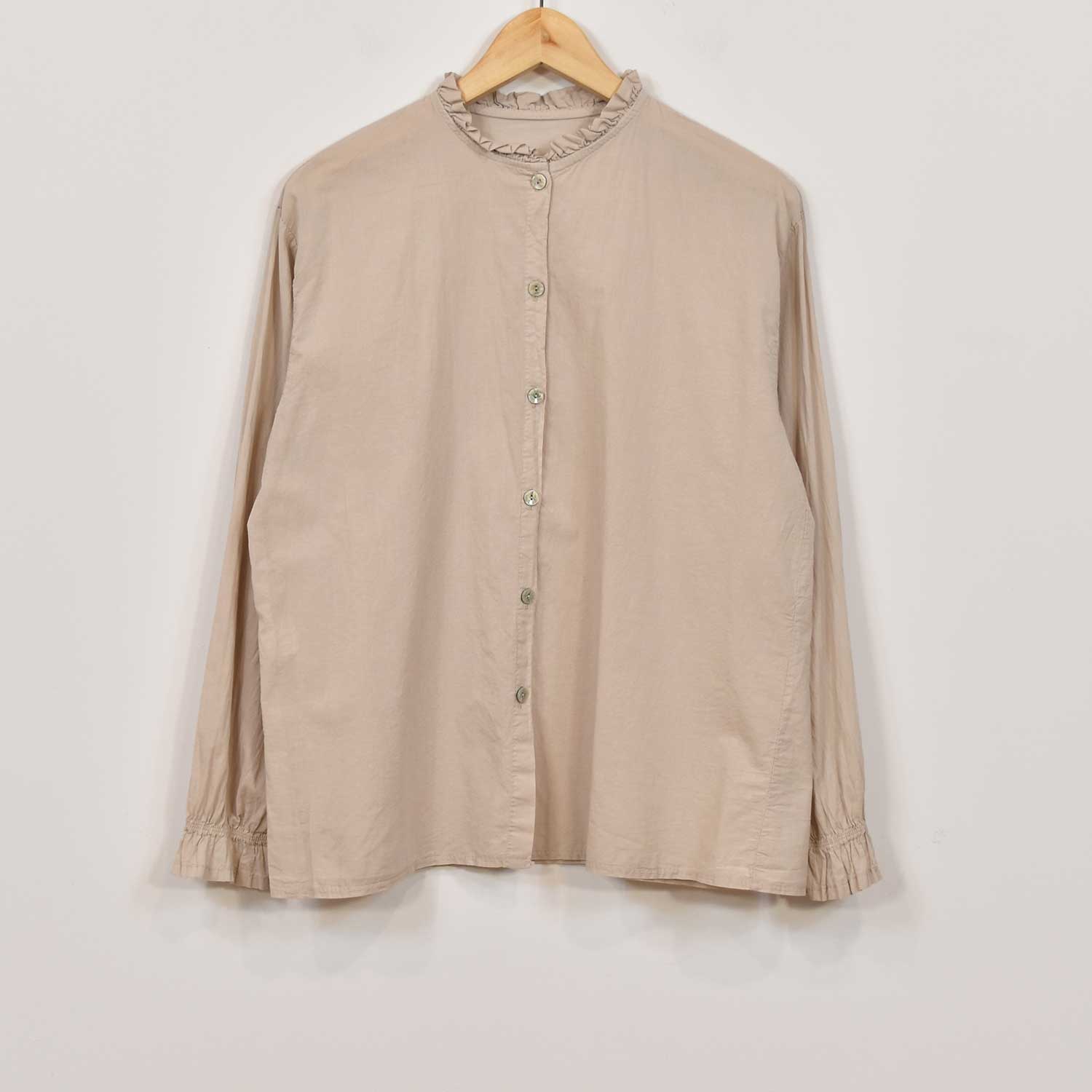 Beige ruffle collar blouse