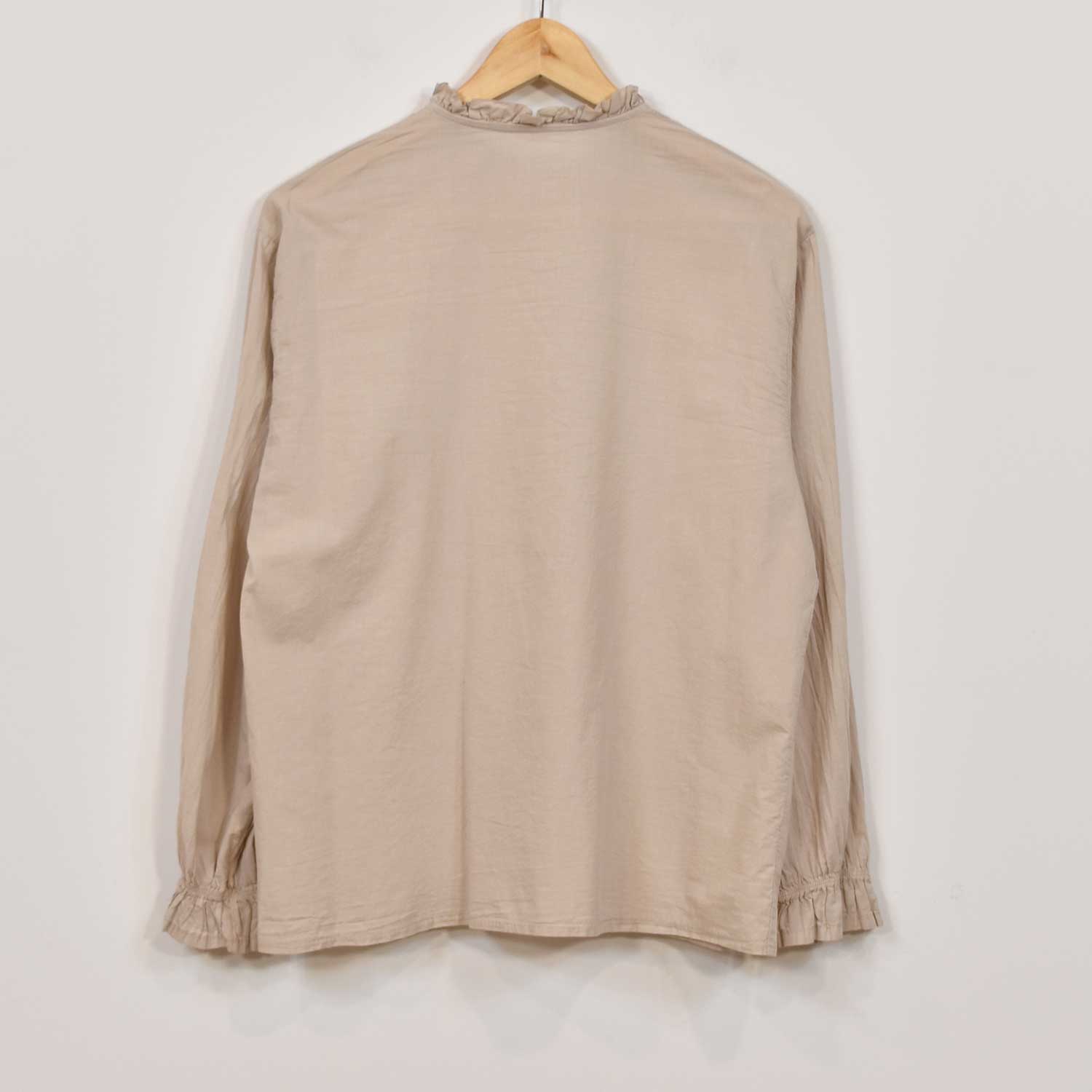 Beige ruffle collar blouse