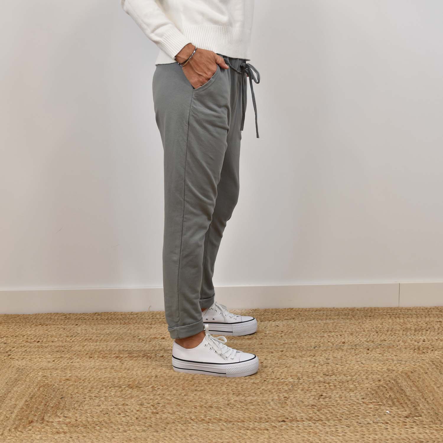 Grey jogger ribete pants