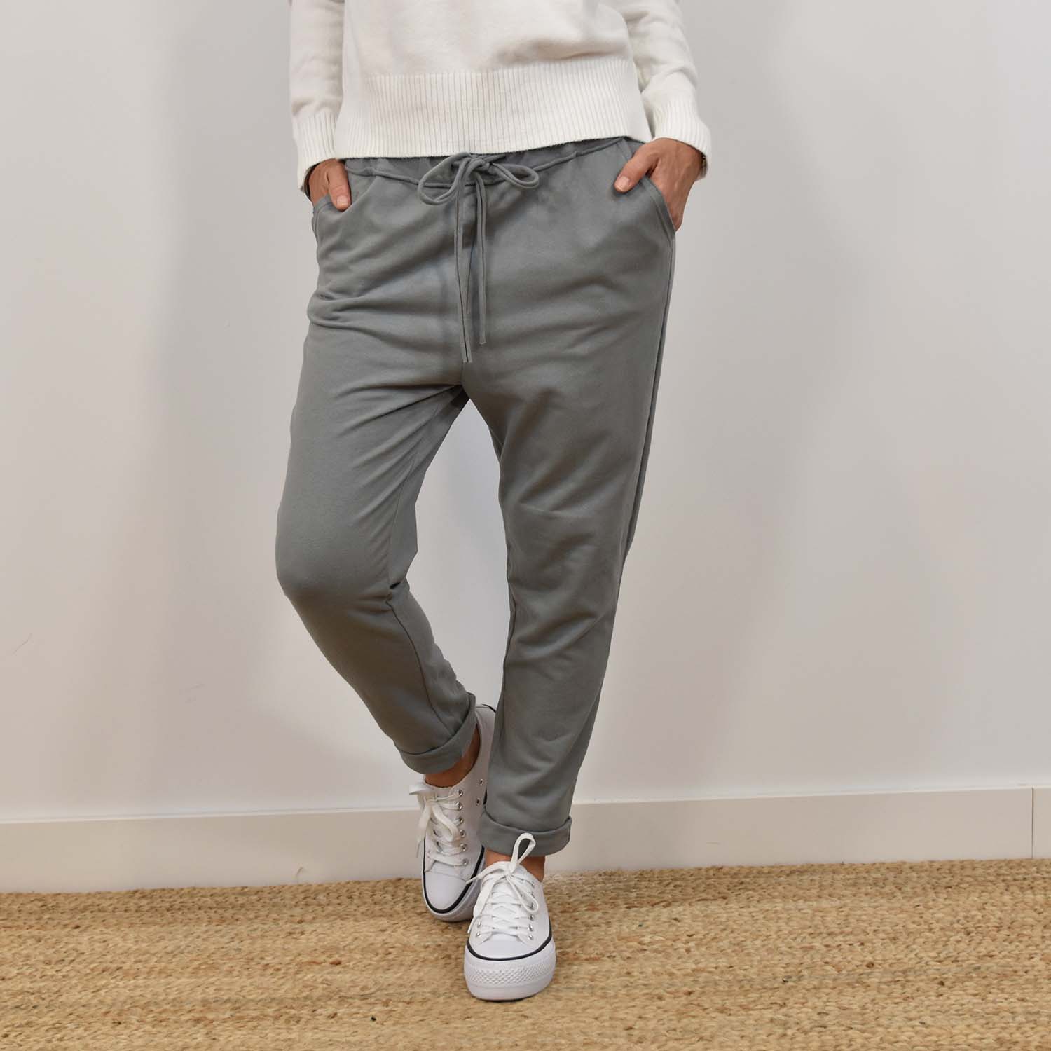 Grey jogger ribete pants