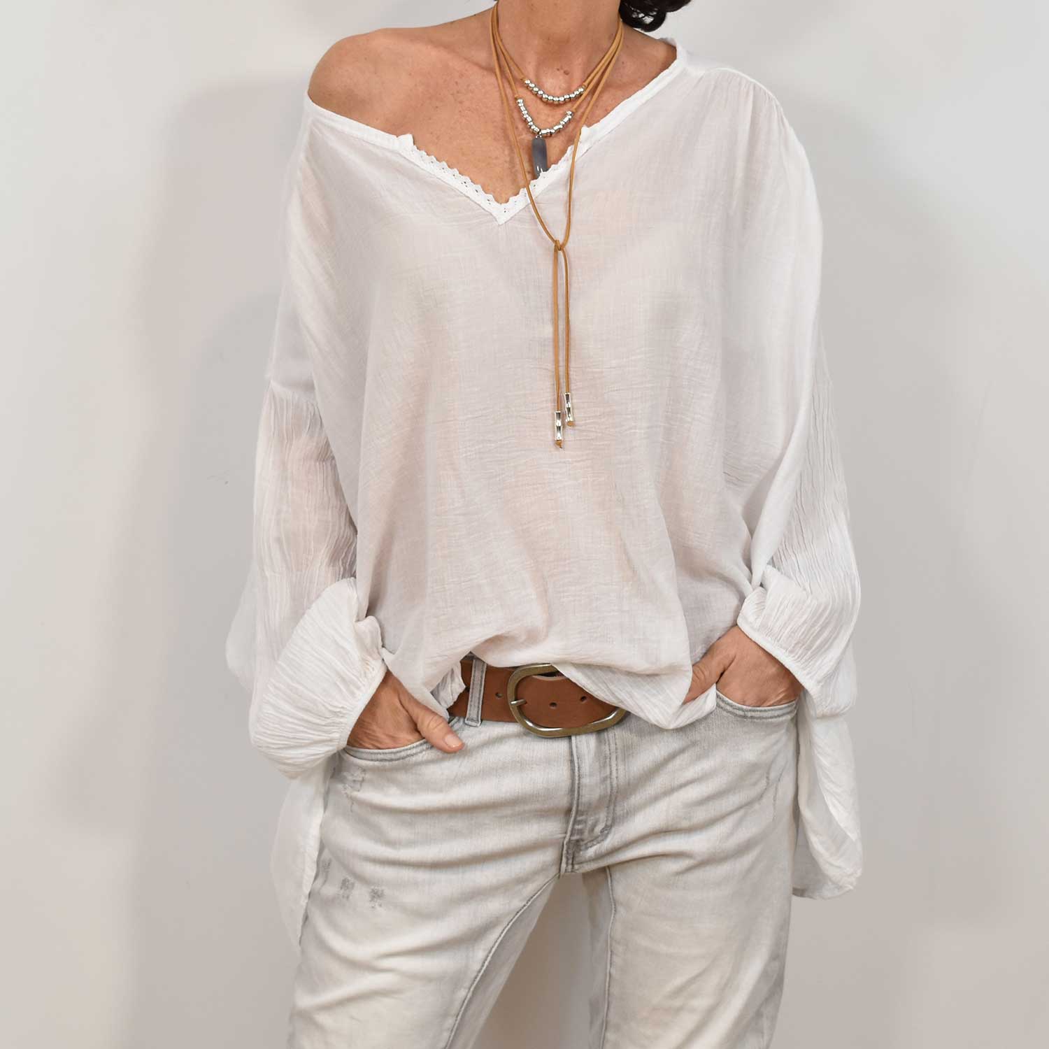 White puffed blouse