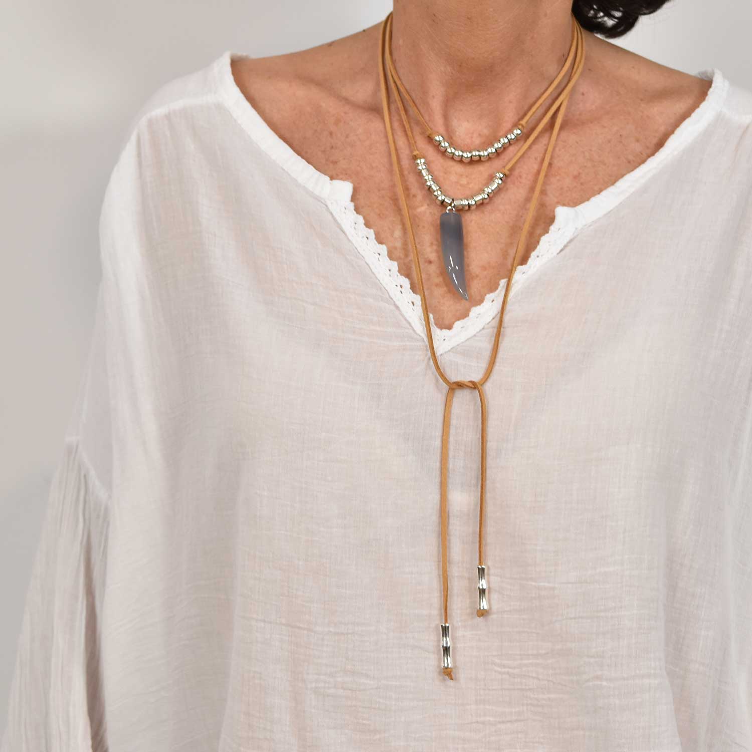 Grey horn Double necklace
