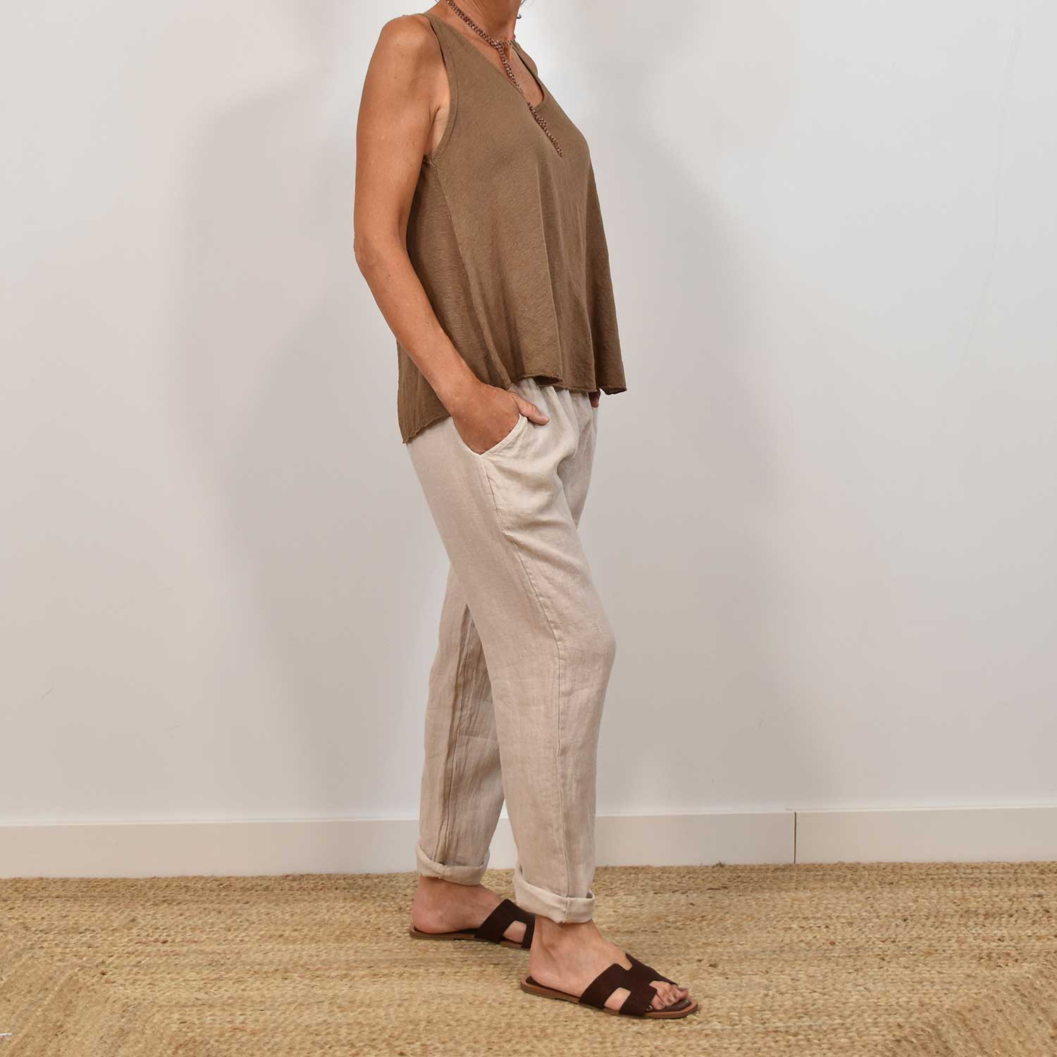 Brown linen T-shirt