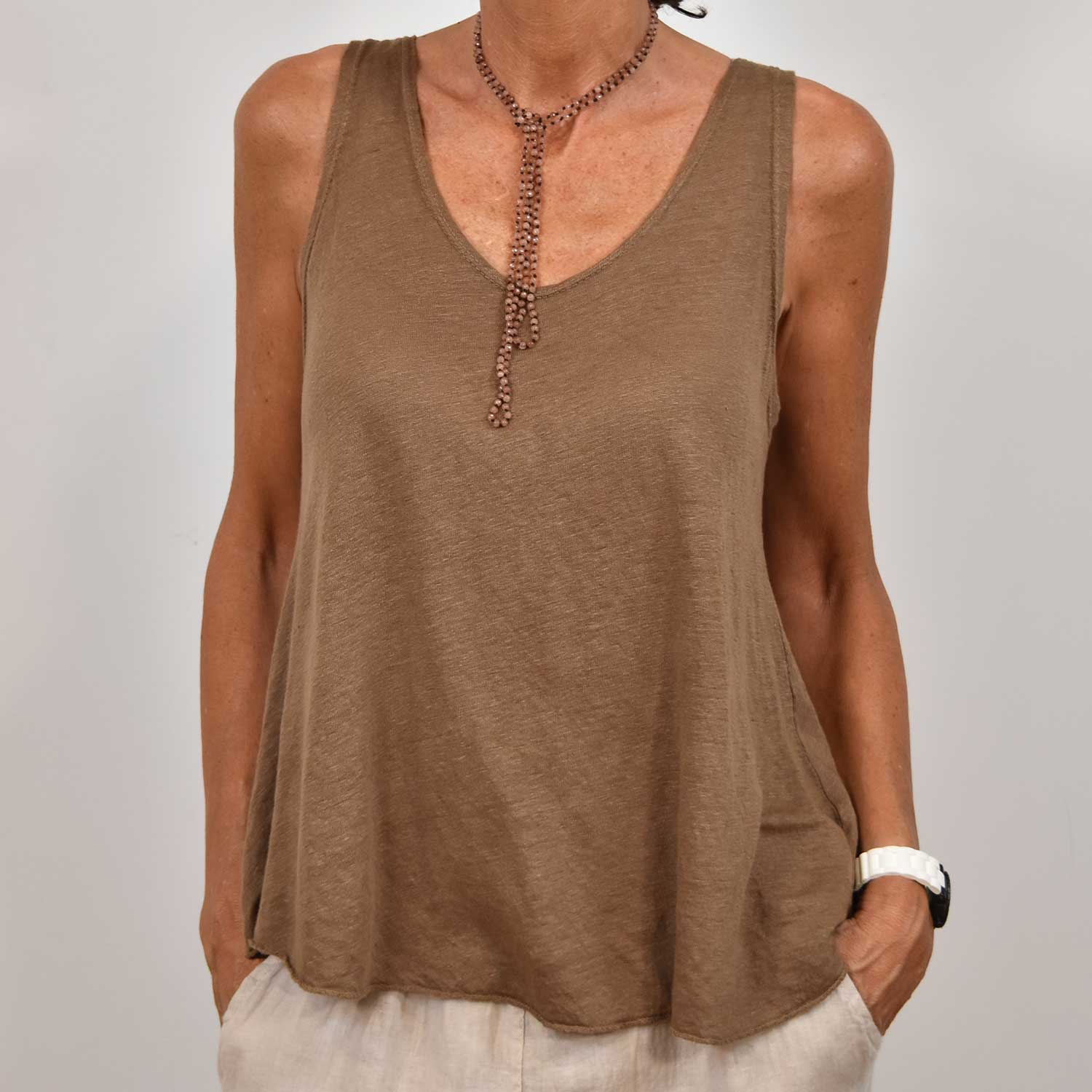 Brown linen T-shirt