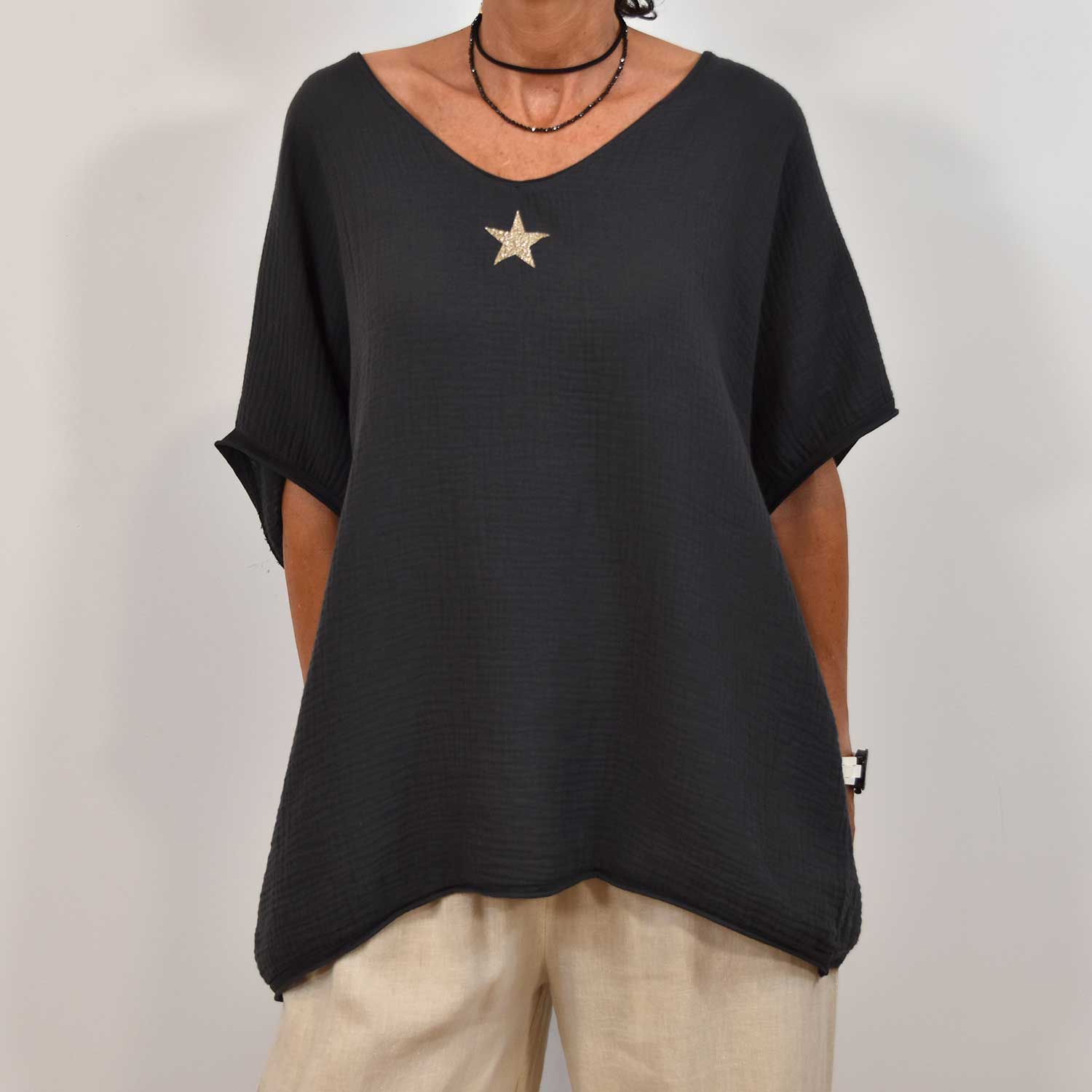 blouse bambula star noir