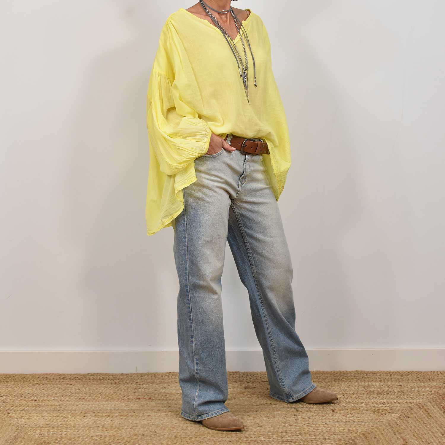 Blouse bouffante jaune