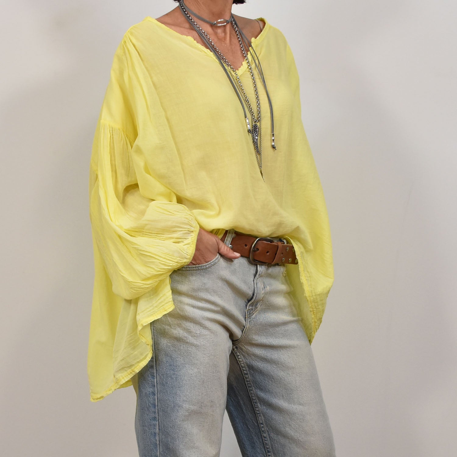 Blouse bouffante jaune