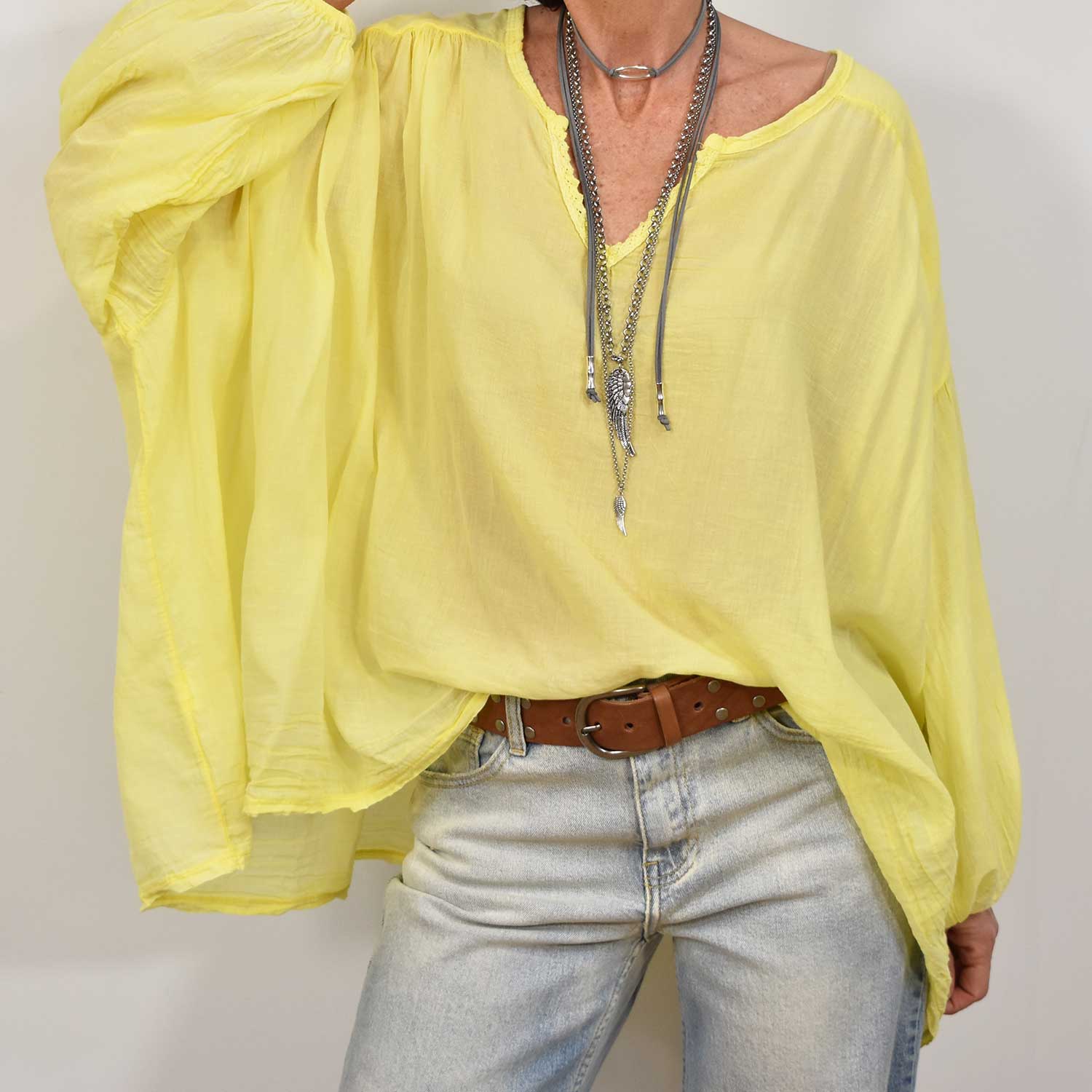 Blouse bouffante jaune