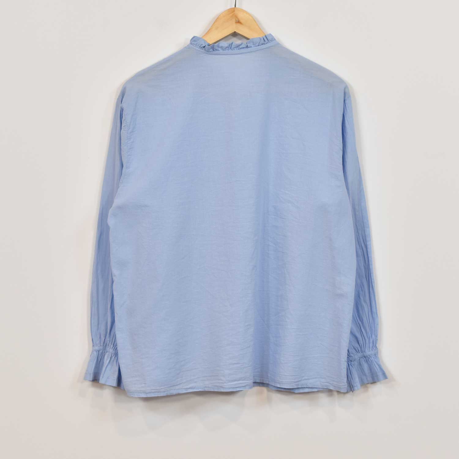 Blue ruffle collar blouse