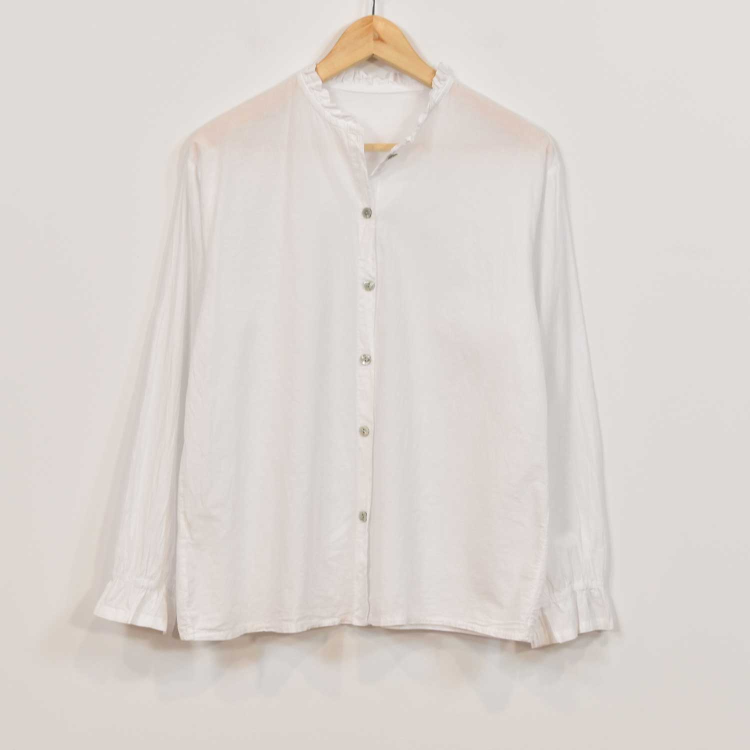 White ruffle collar blouse