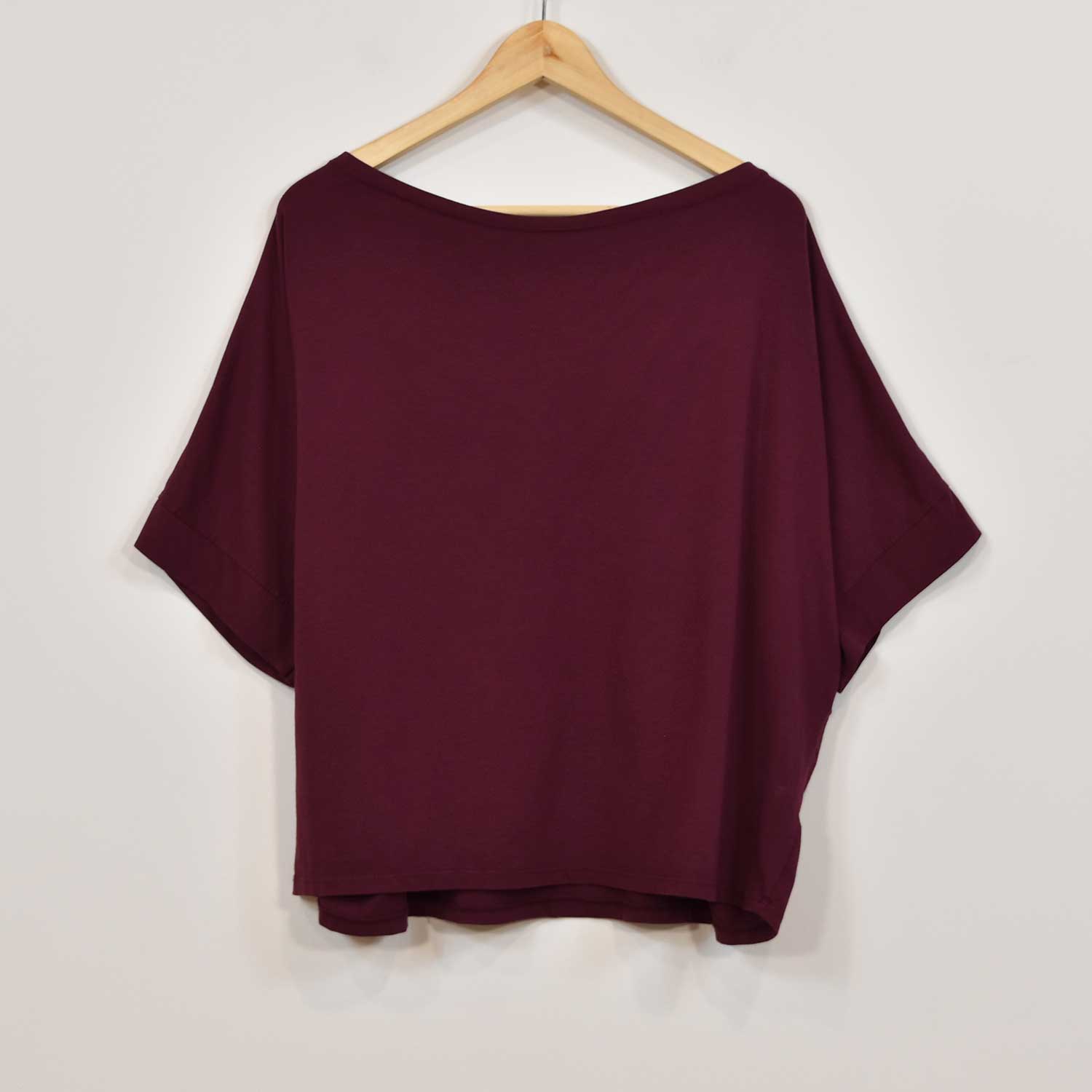 burgundy oversize Boat T-Shirt.