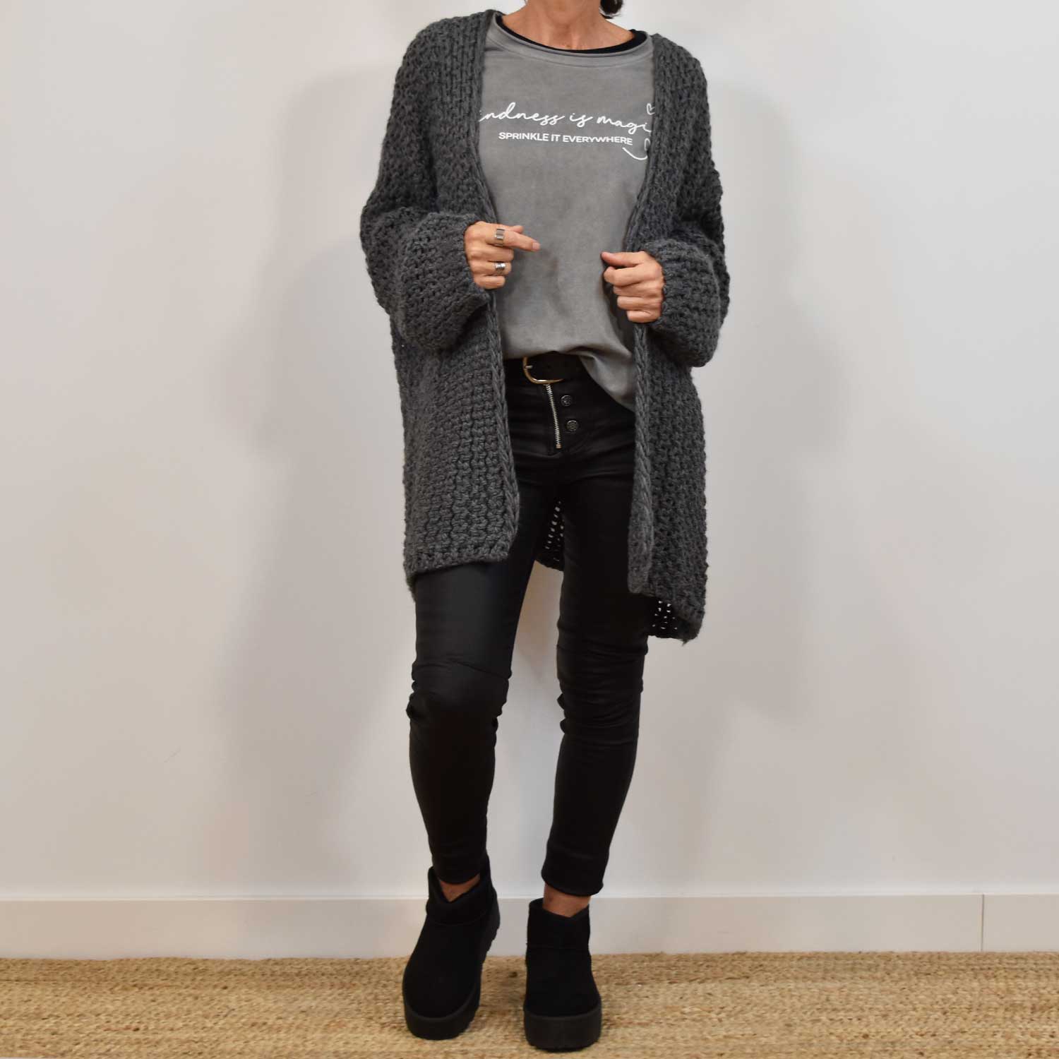 Grey coarse knit jacket