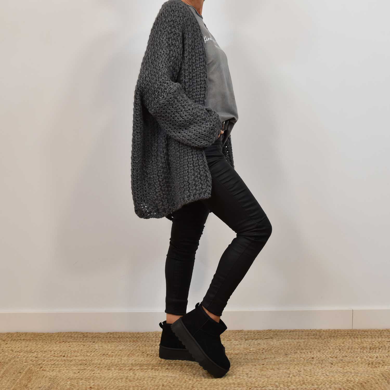 Grey coarse knit jacket