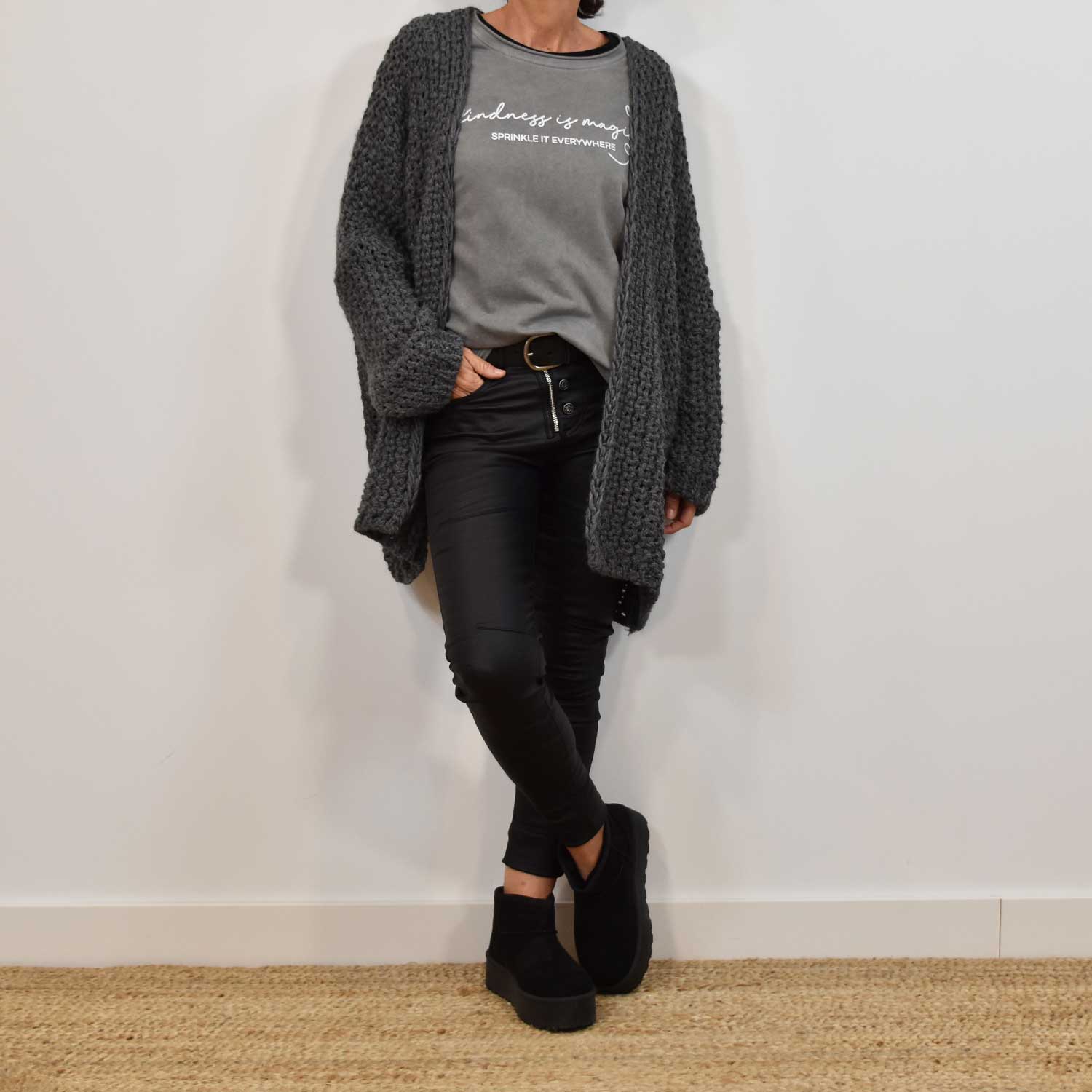 Grey coarse knit jacket