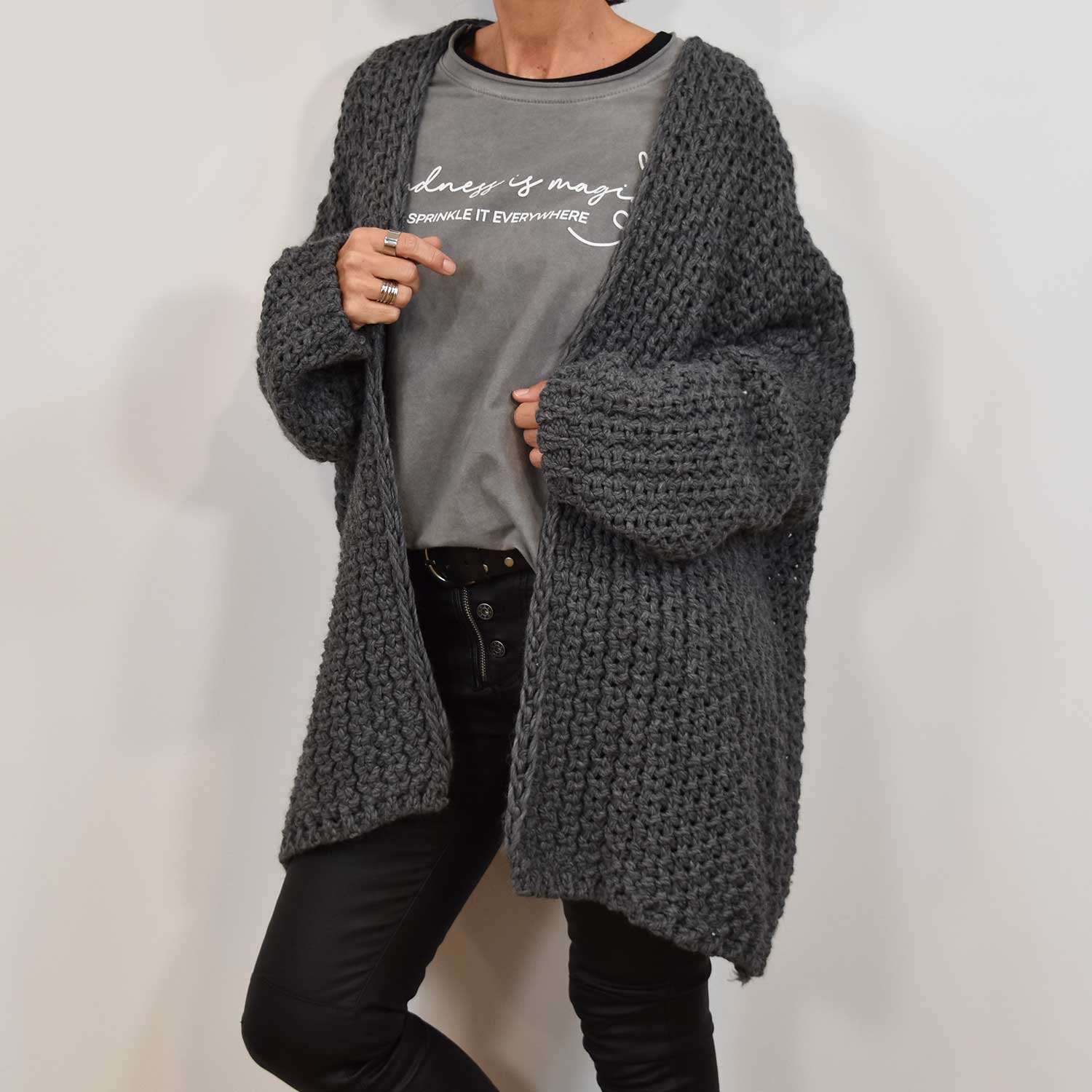 Grey coarse knit jacket