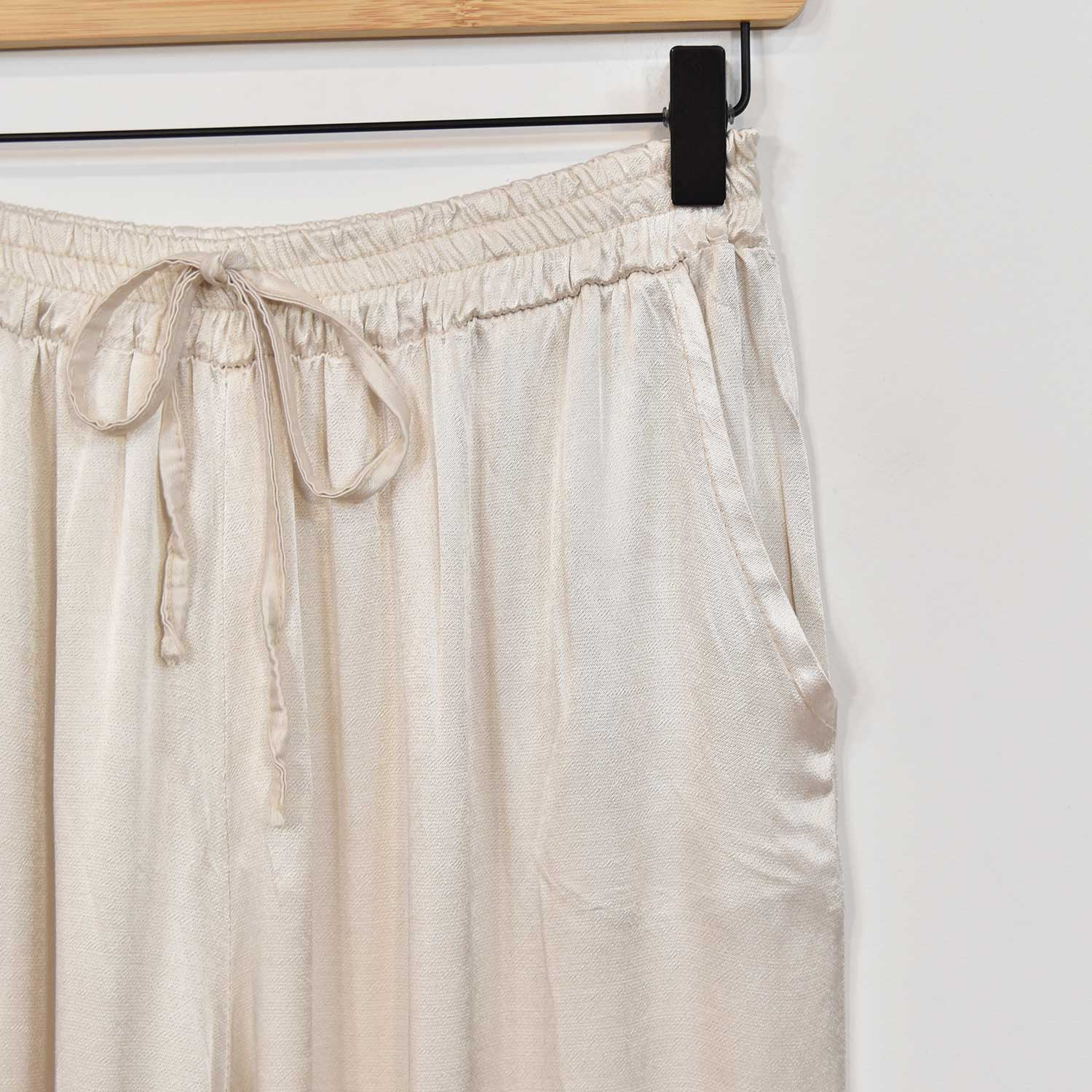 Beige satin pants