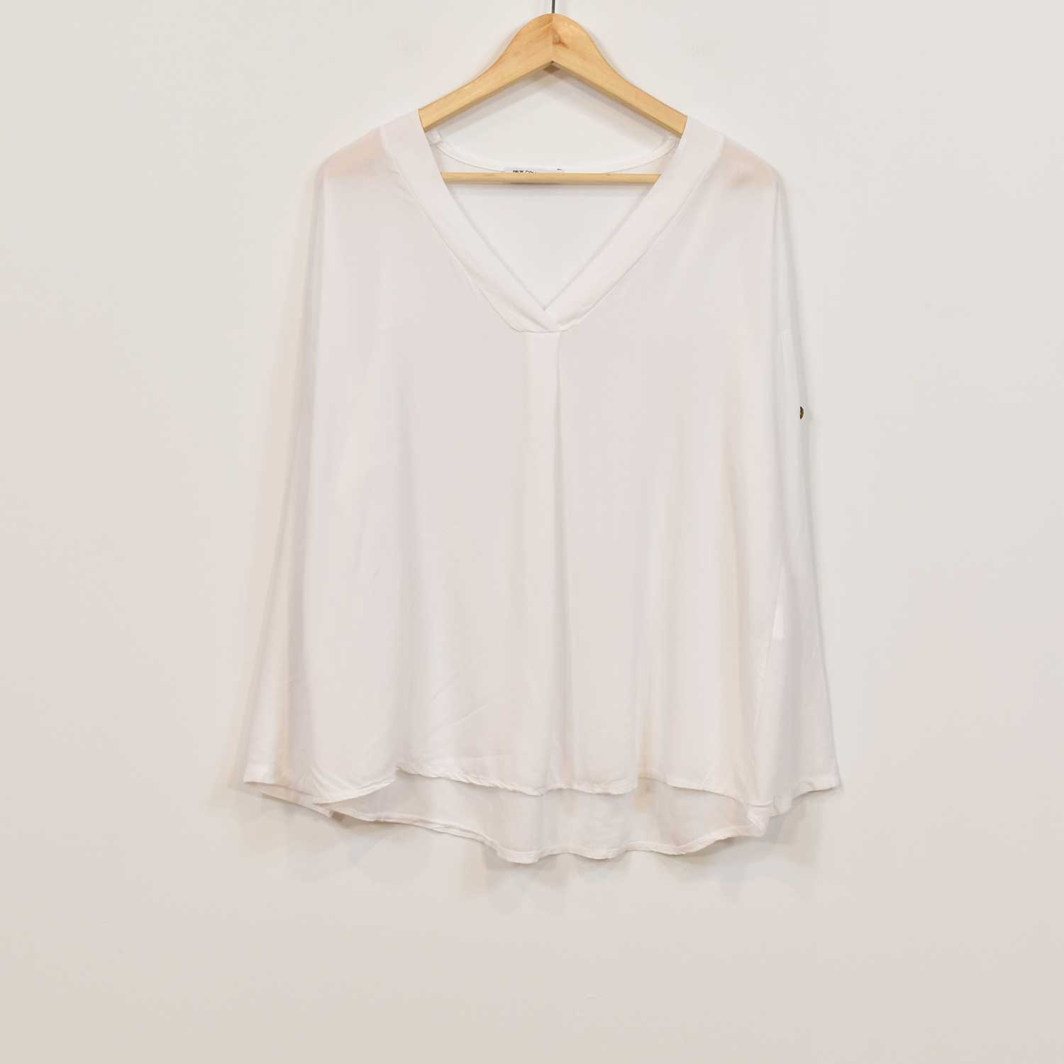 Blouse col en V oversize blanc