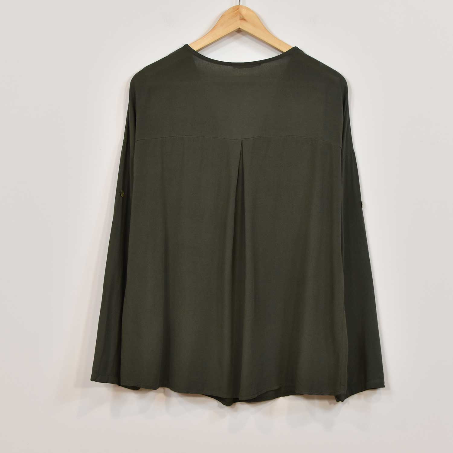 Kaki oversize V-neck blouse