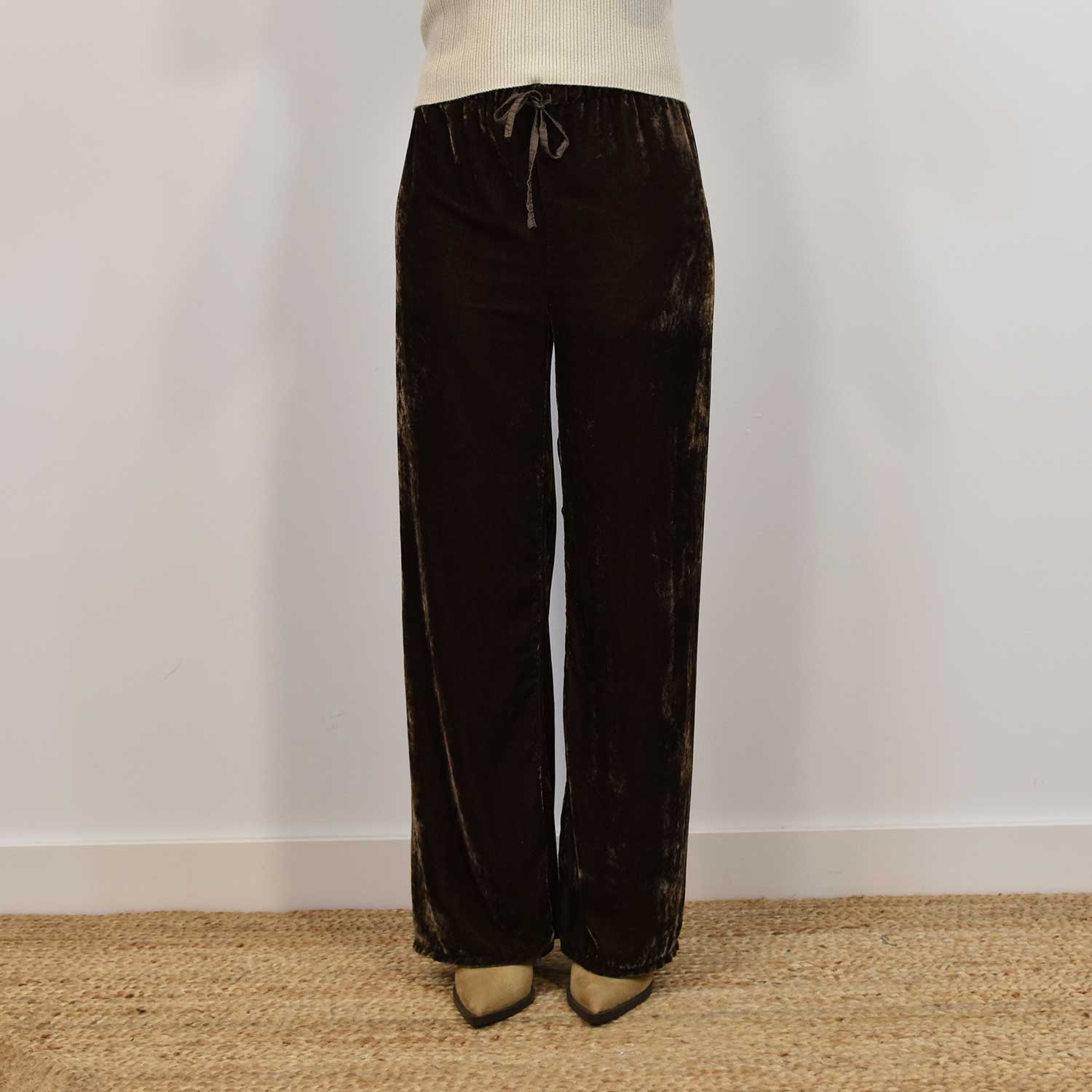 Brown straight velvet pants