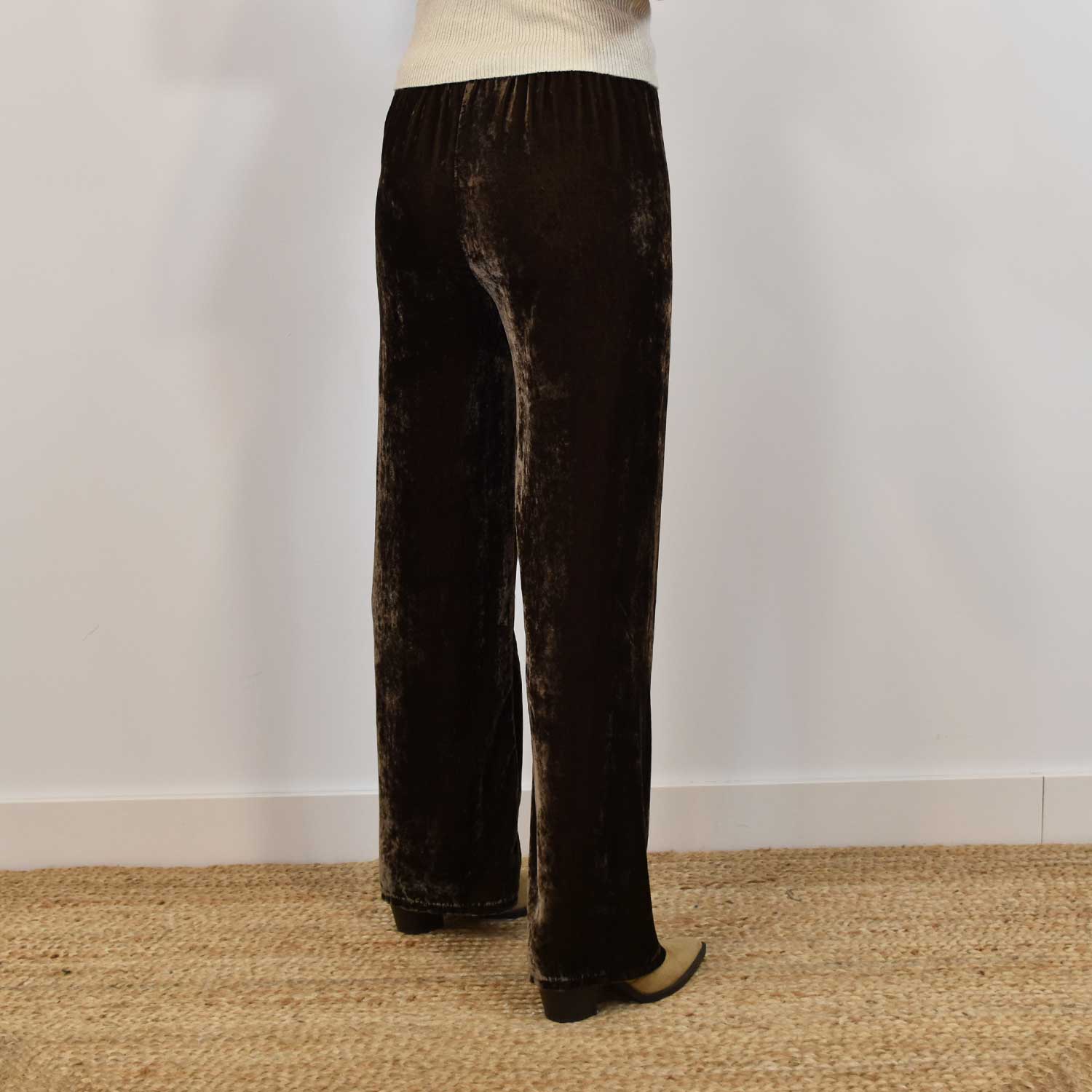 Brown straight velvet pants