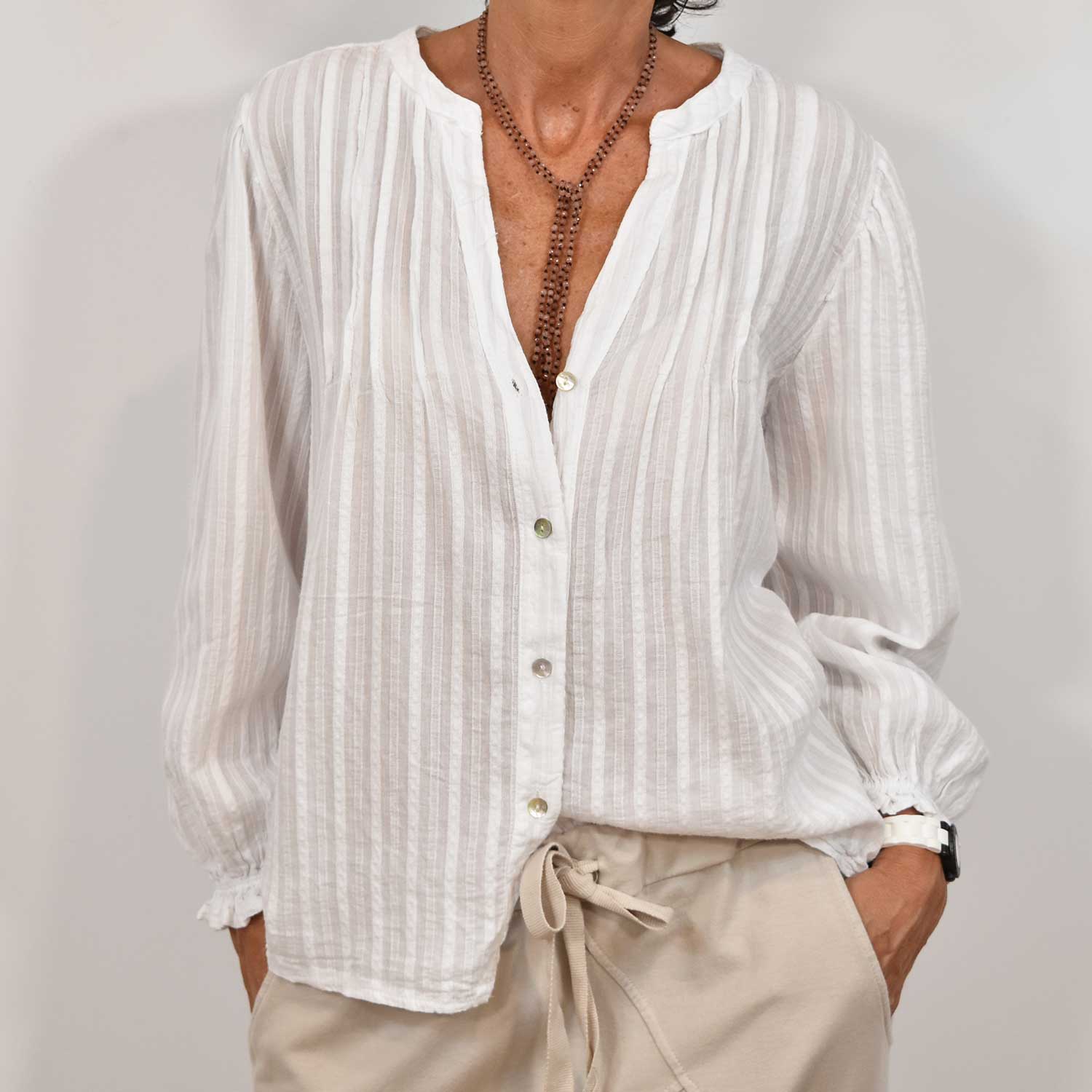 Camisa textura blanca