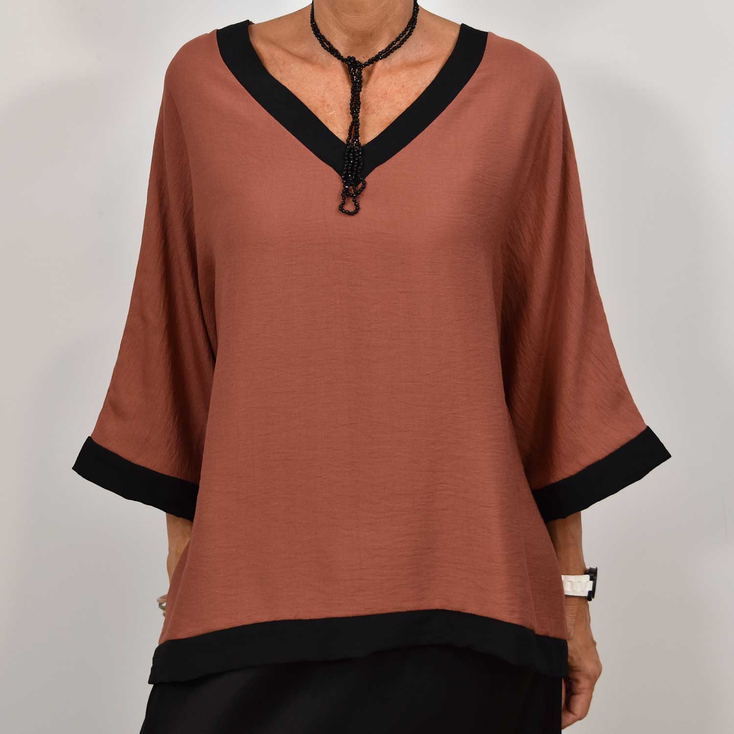 blouse bicolore marsala