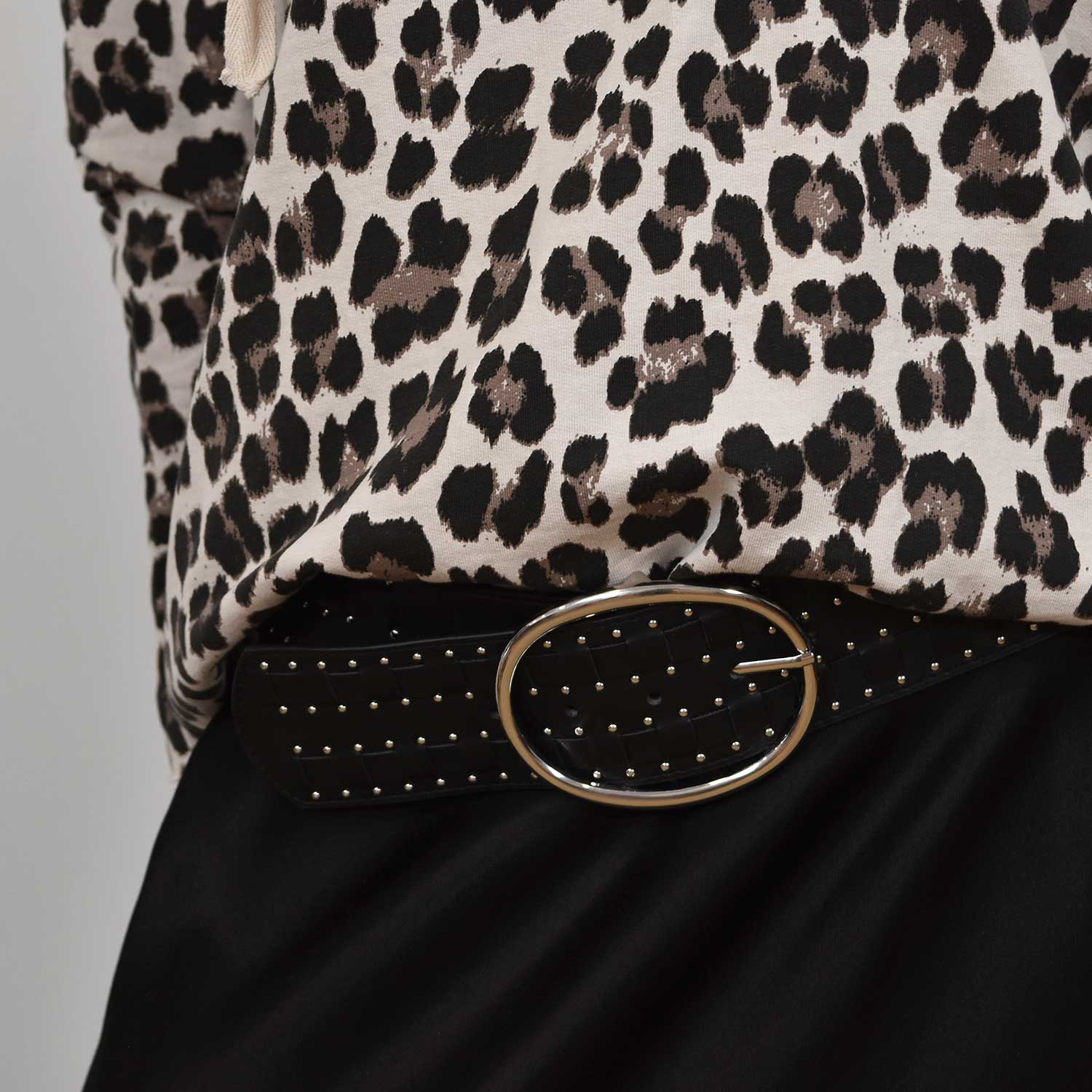 Black wide studded belt