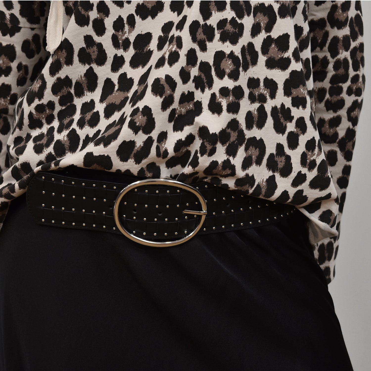 Black wide studded belt