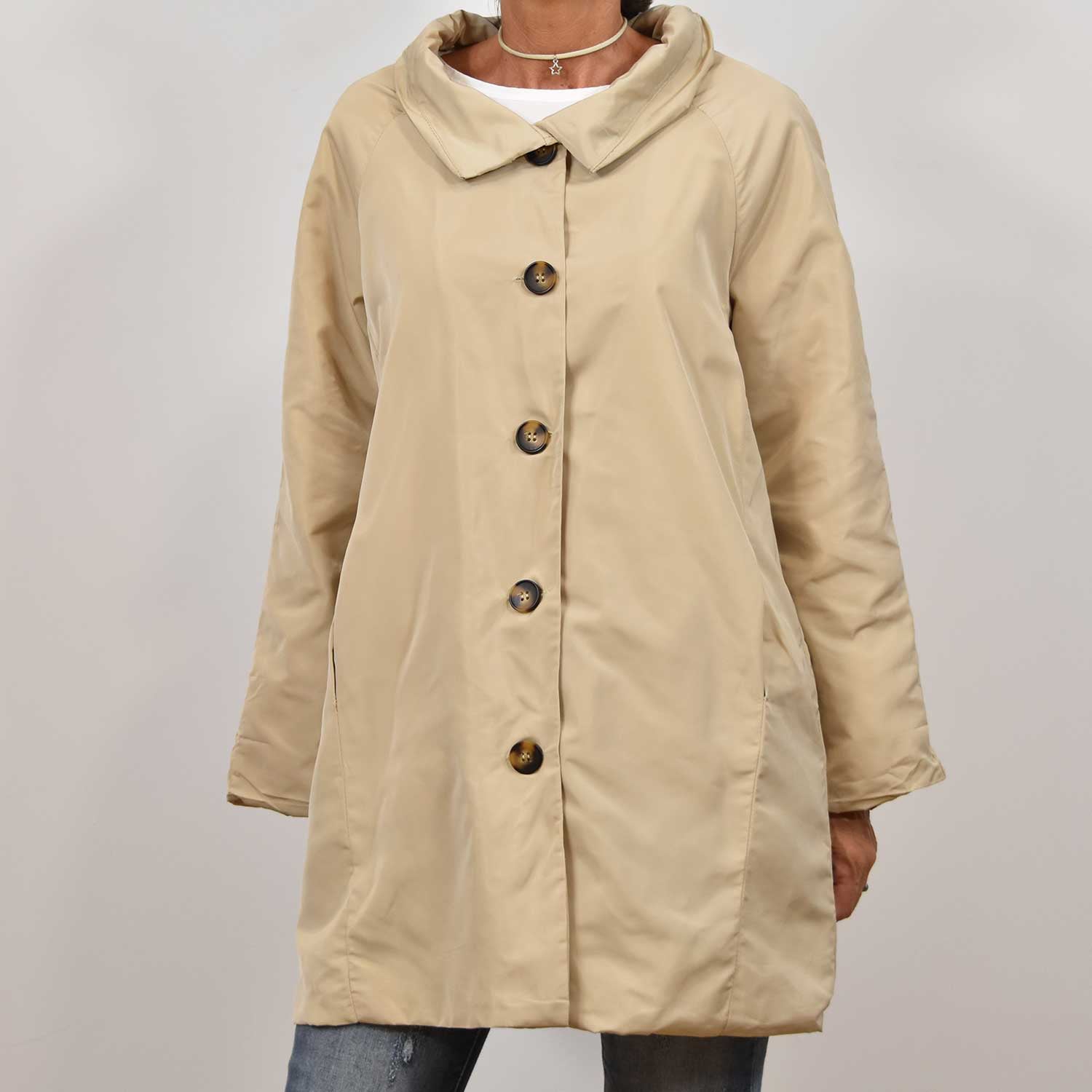 Parka outdoor botones beige