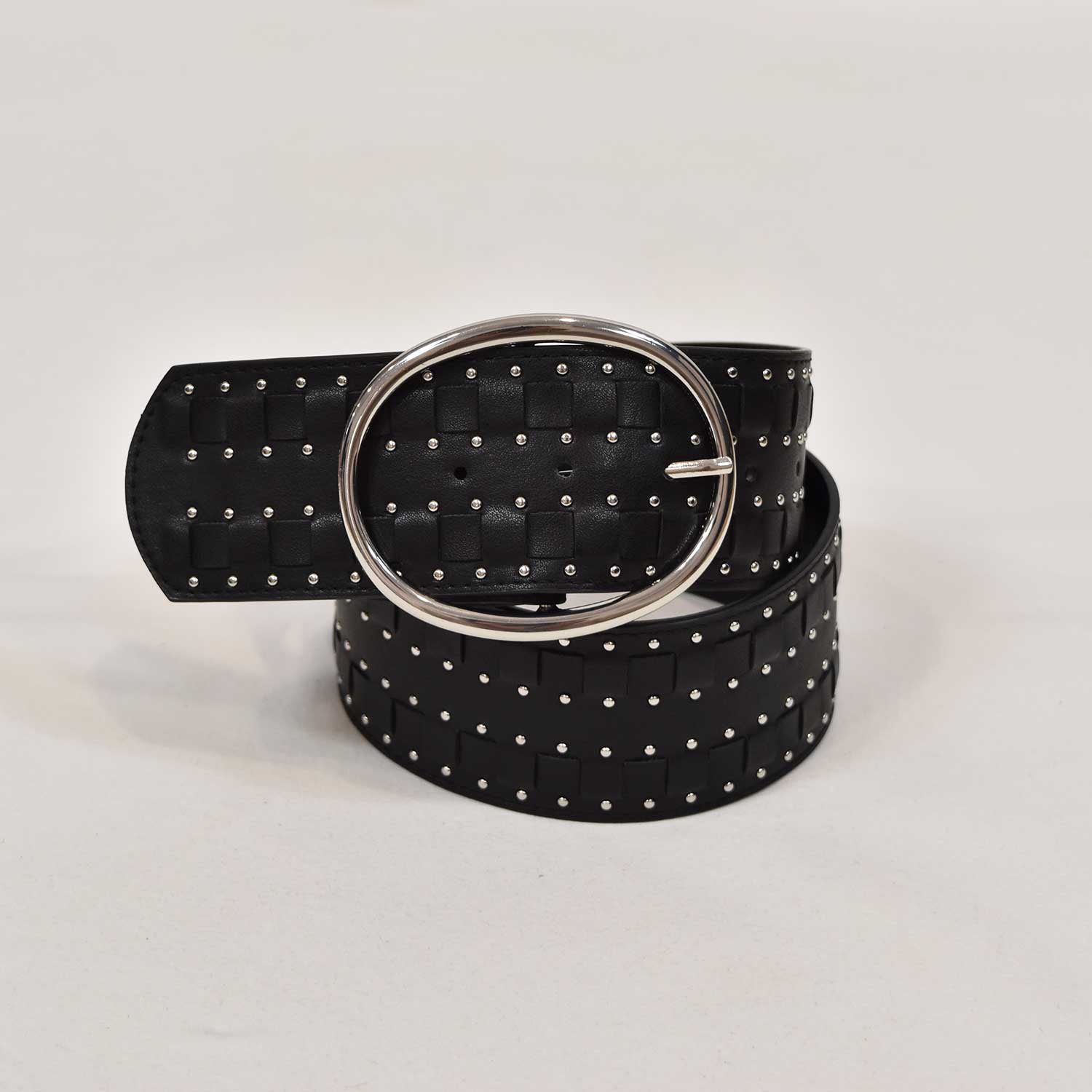 Black wide studded belt