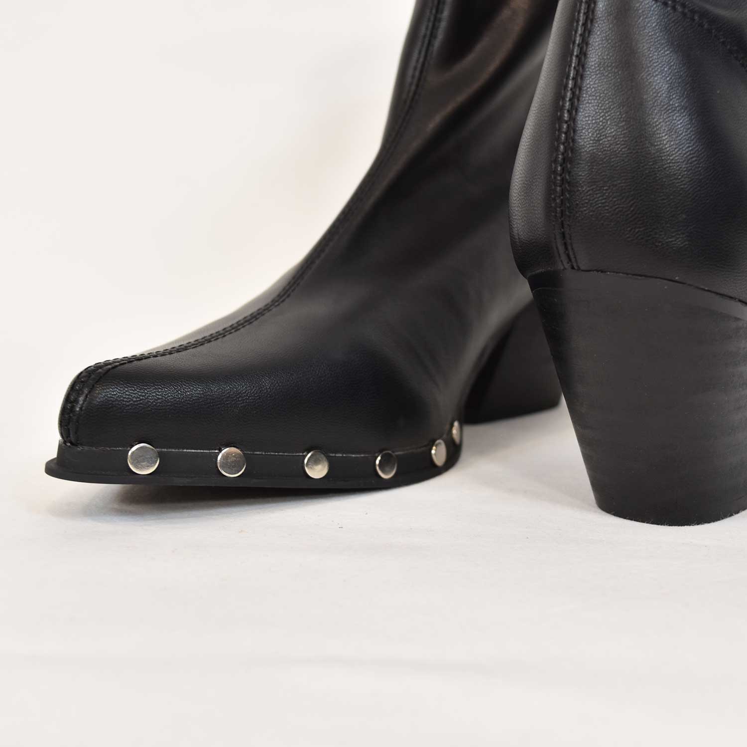 Black studs detail ankle boots