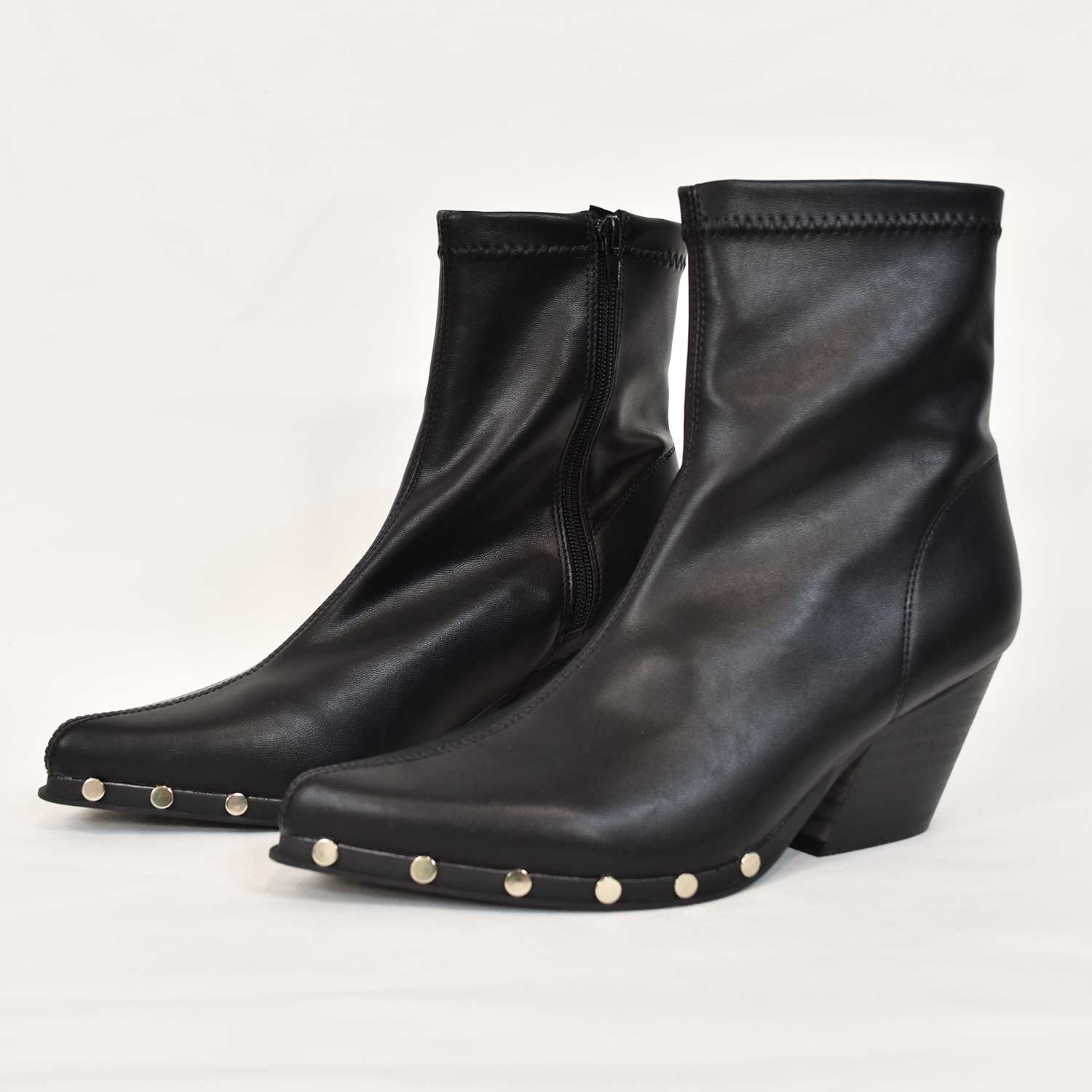 Black studs detail ankle boots