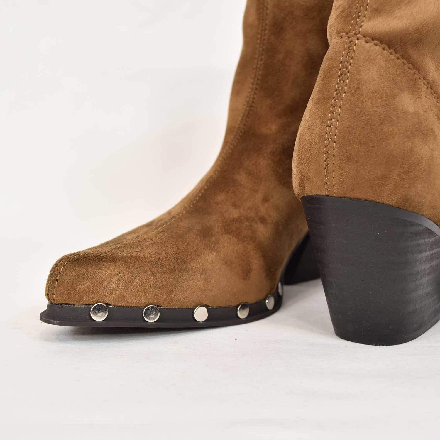 Camel studs detail ankle boots