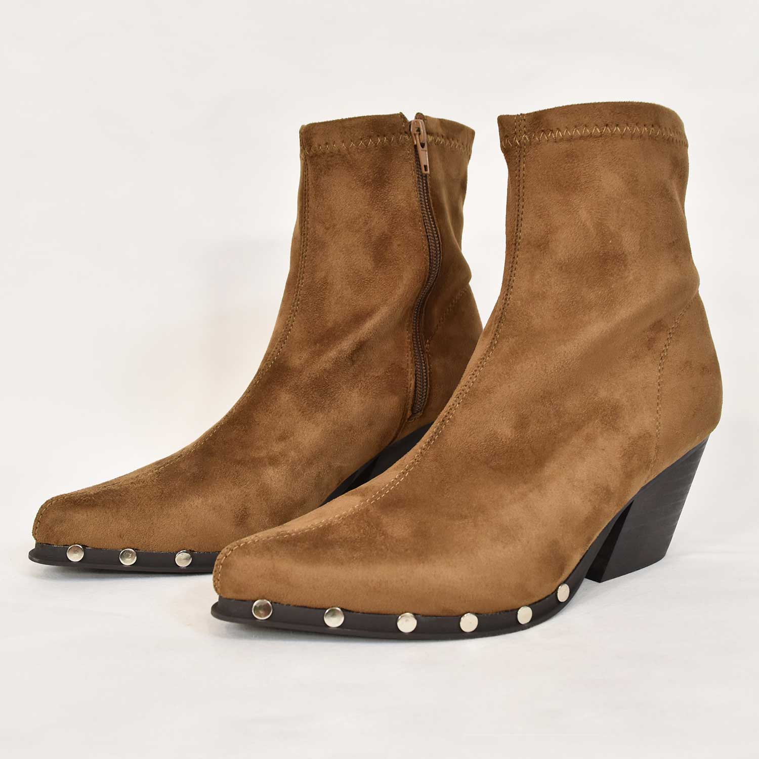 Camel studs detail ankle boots