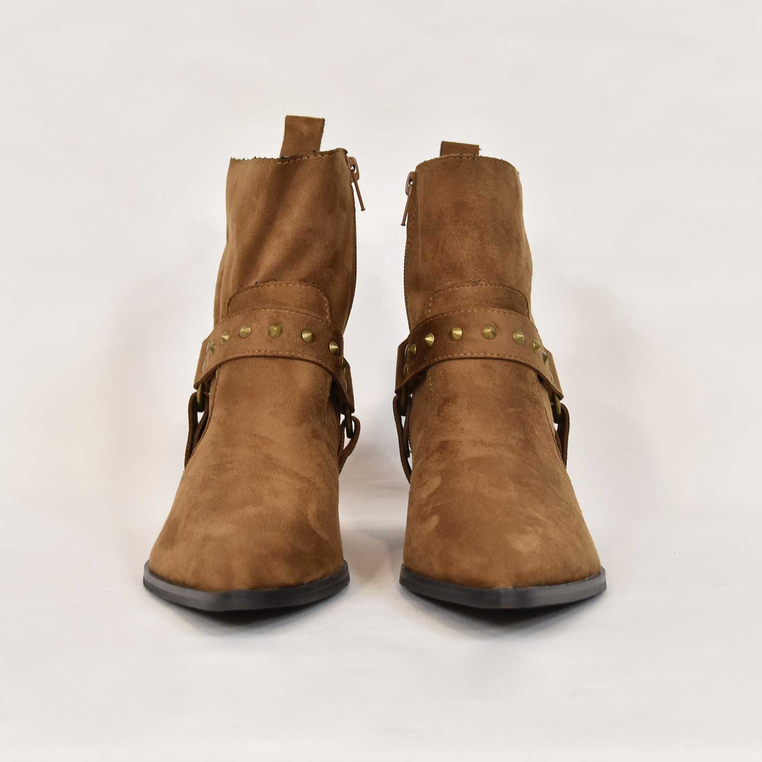 Brown flat cowboy ankle boot