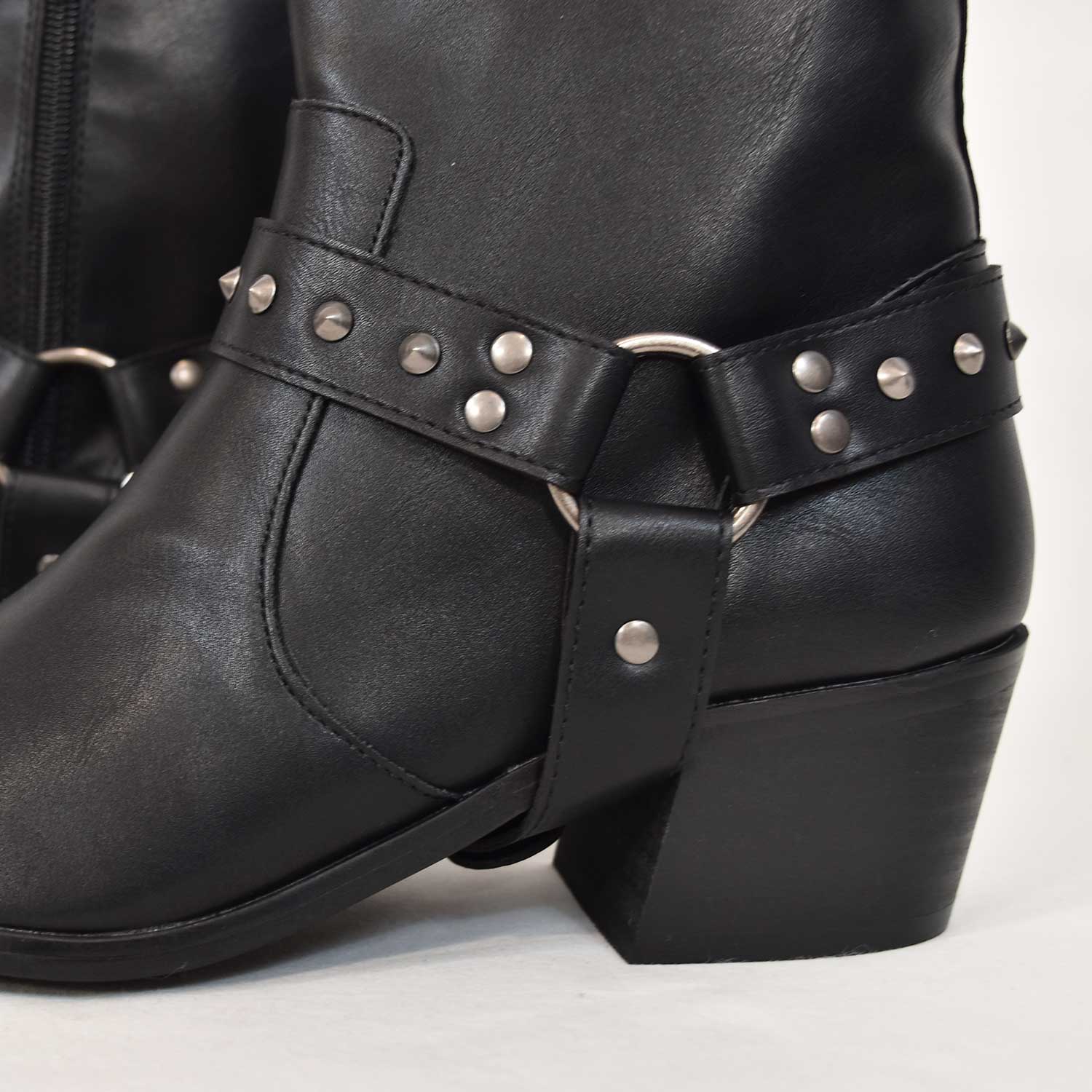 Black flat cowboy ankle boot