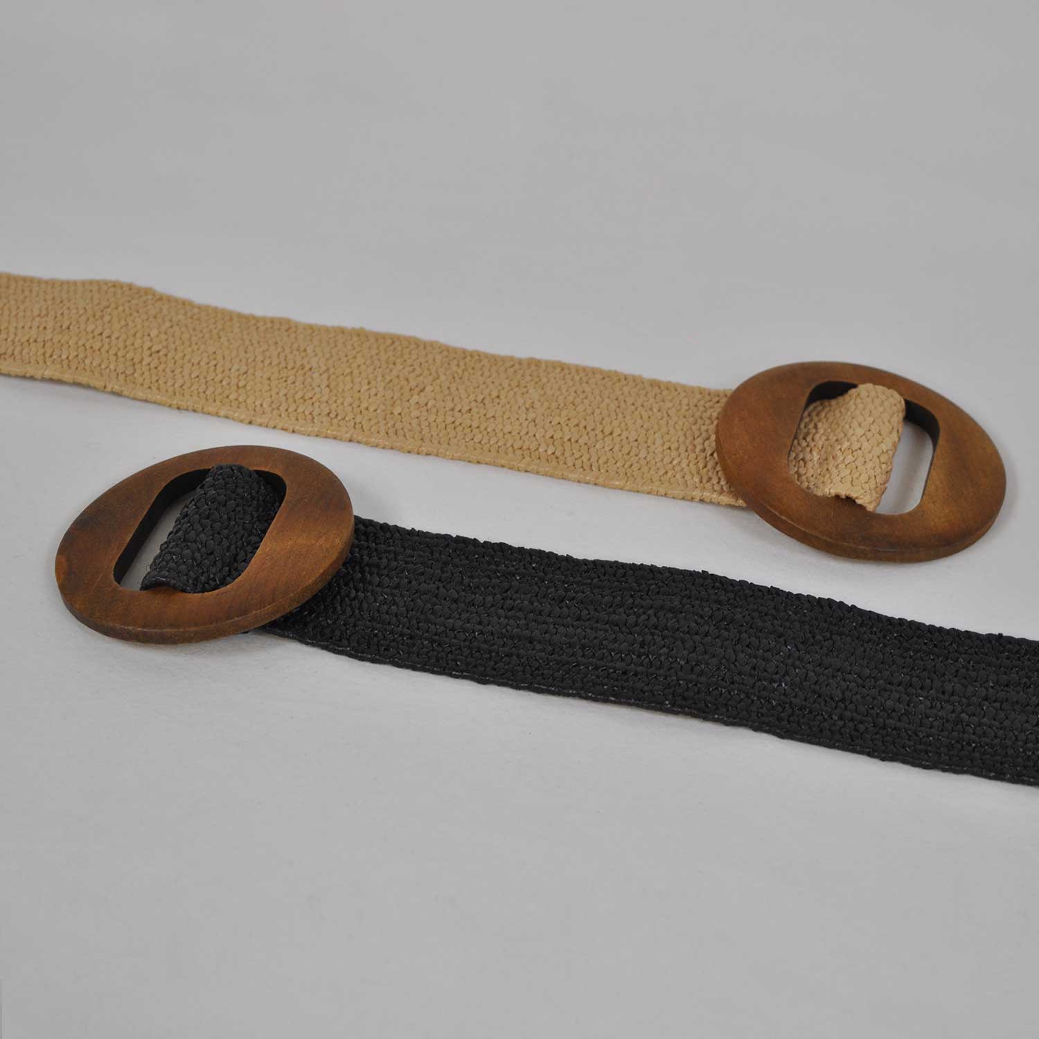 Cinturón rafia madera natural