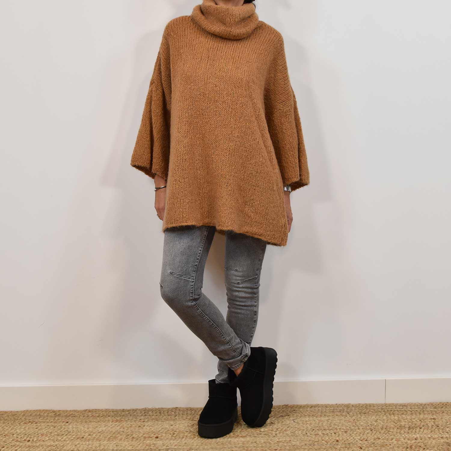 Camel poncho sweater