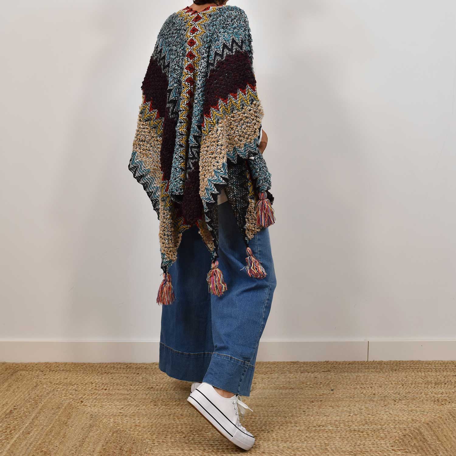 Poncho flecos azul