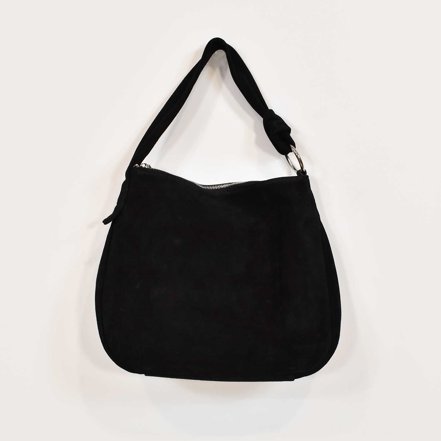 Black suede leather handbag
