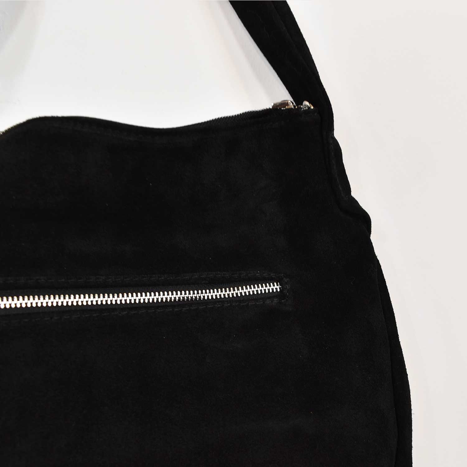 Black suede leather handbag
