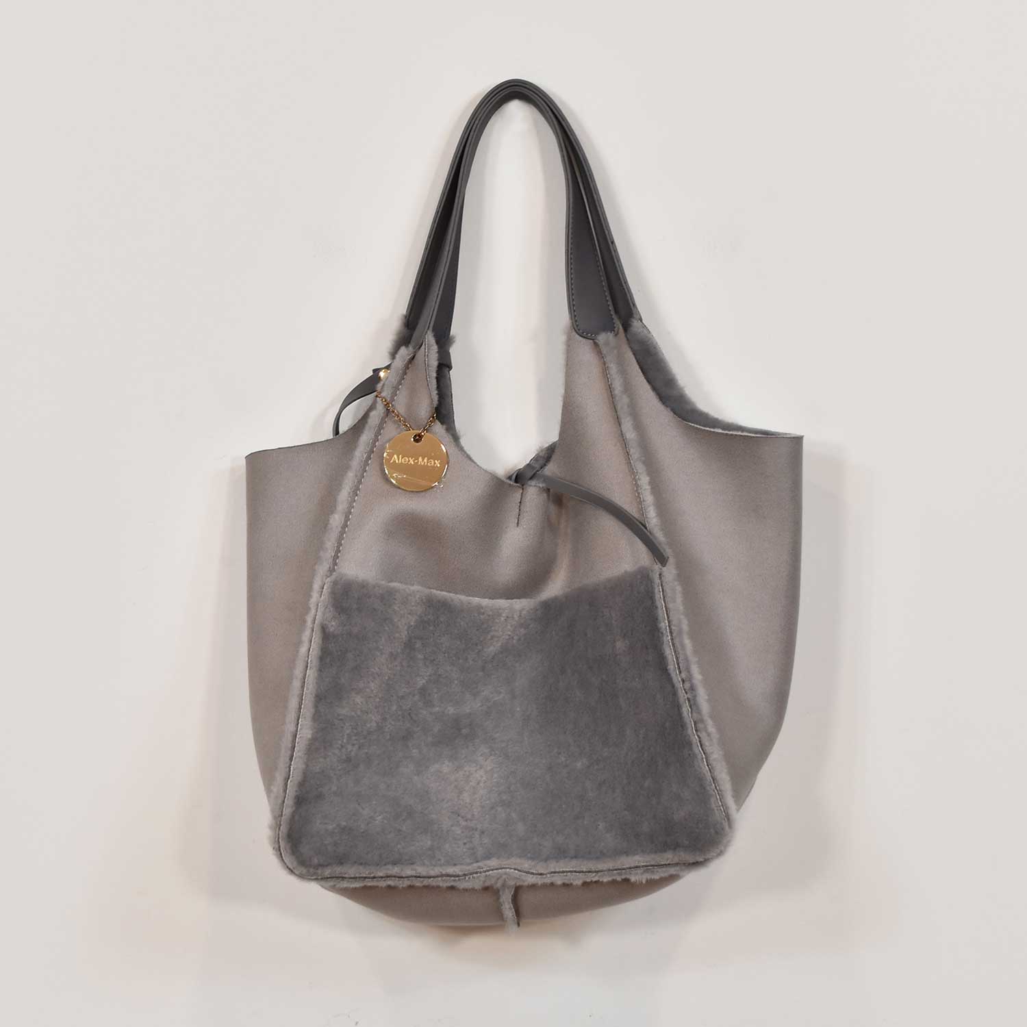 Grey fur bag