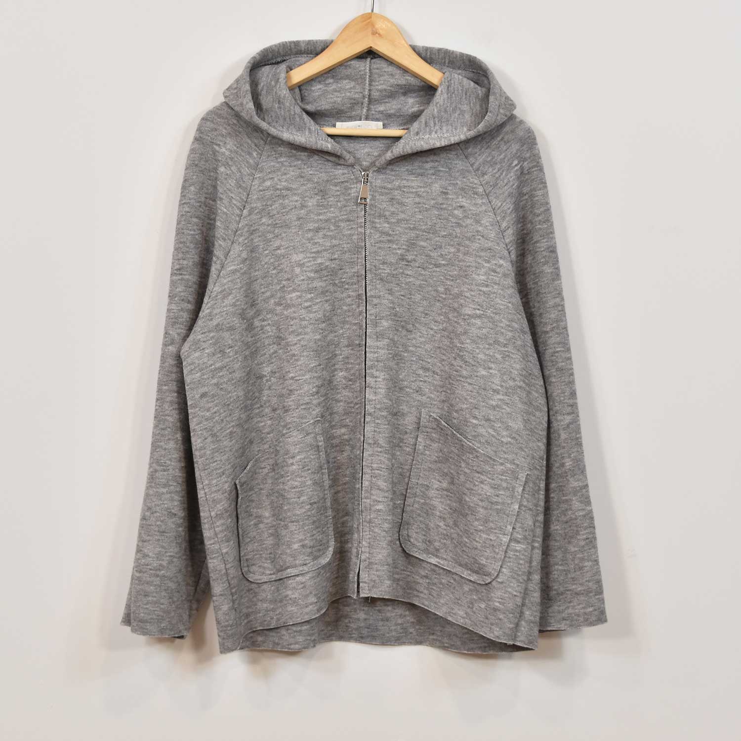 Grey zipper hooded jacket