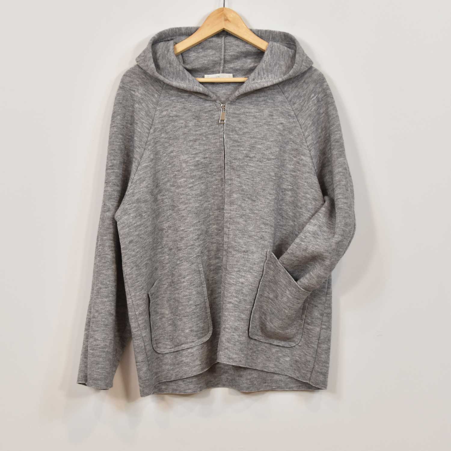 Grey zipper hooded jacket