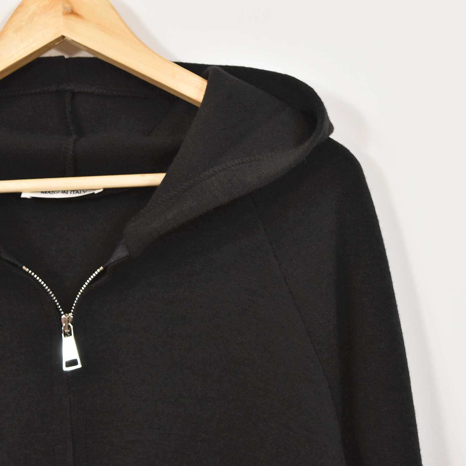 Black zipper hooded jacket