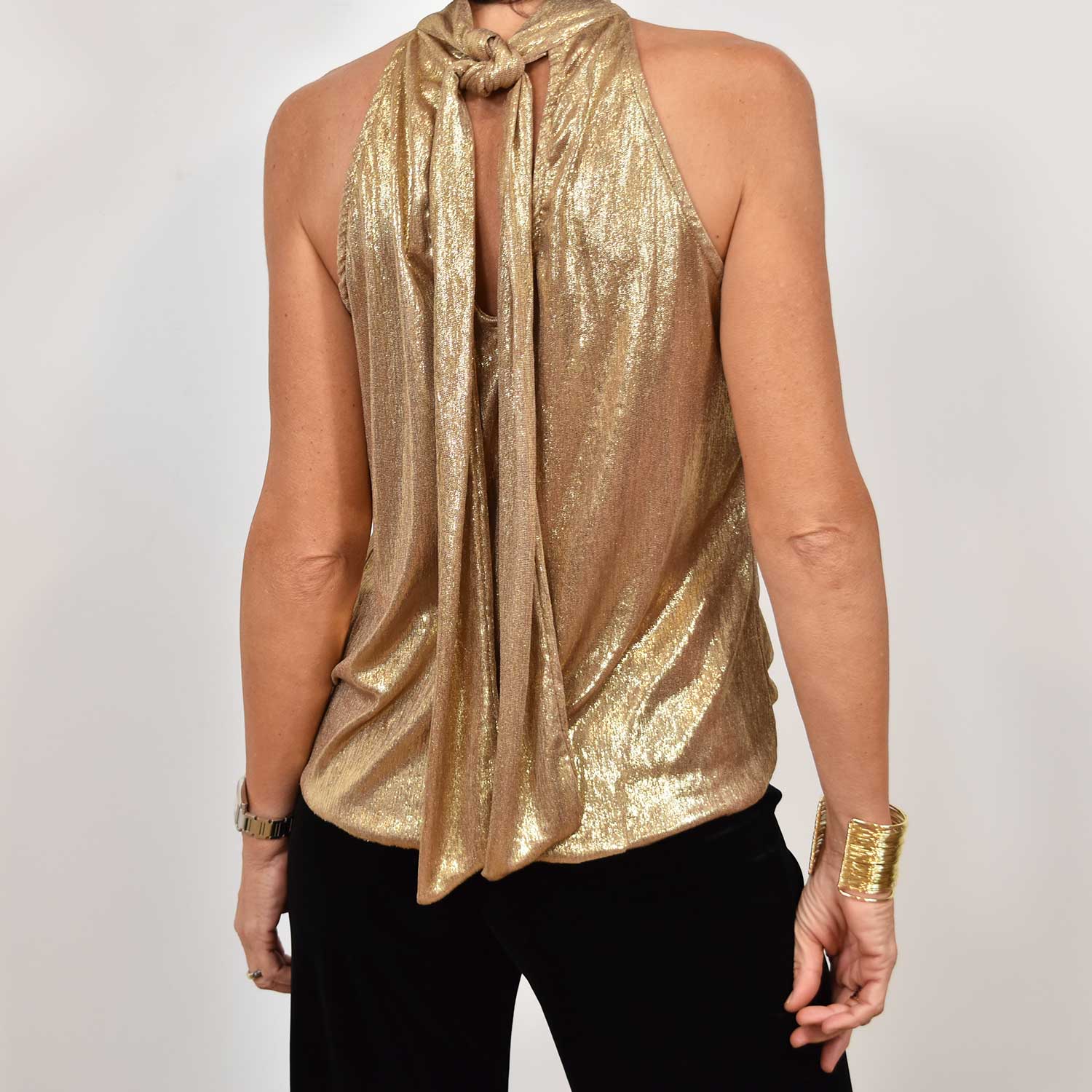 Gold glitter bow top